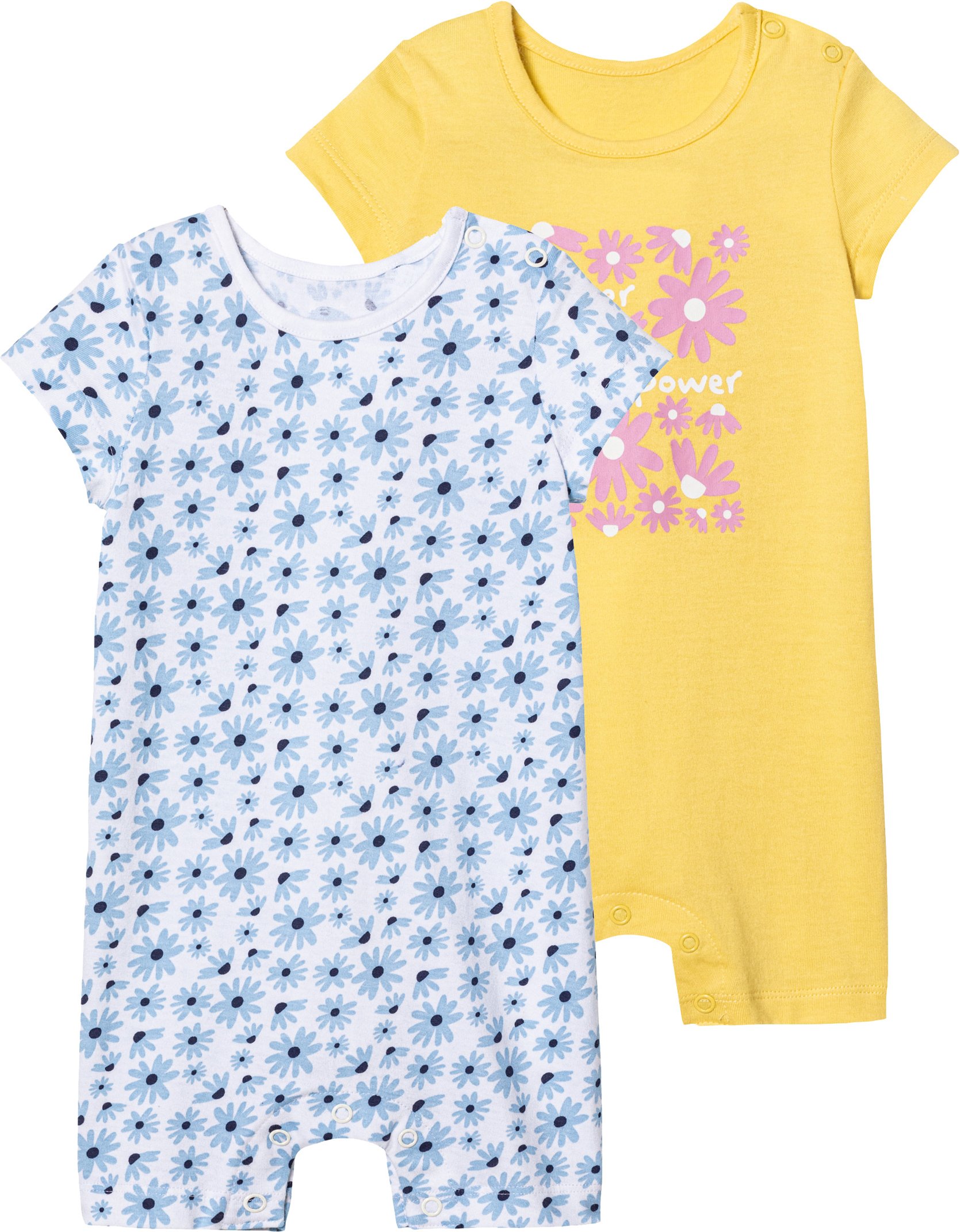 Thumbnail - lupilu® Baby Playsuits, 2 Stück, reine Baumwolle (50/56, weiß/blau/gelb)