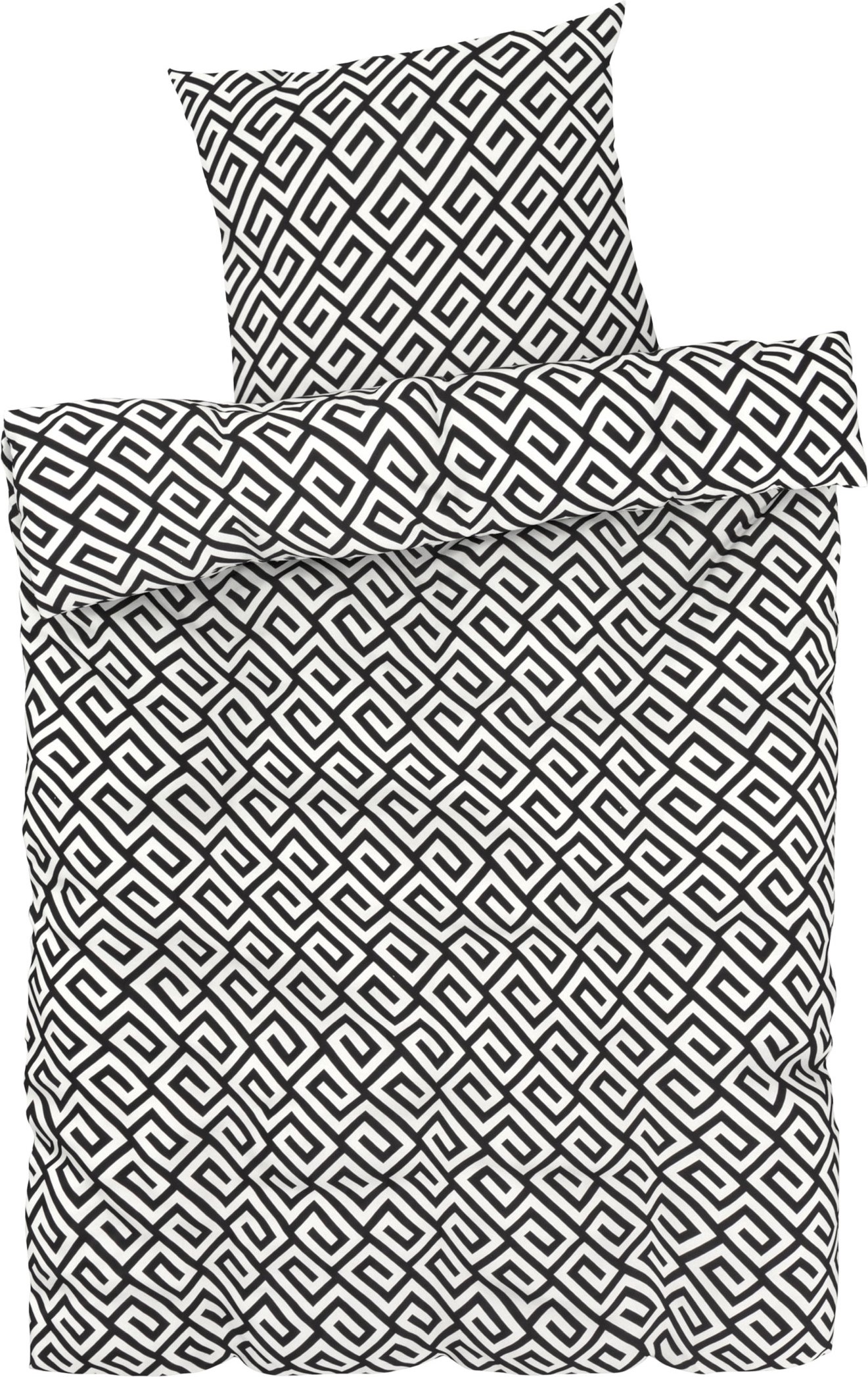 LIVARNO home Bettwäsche Satin, 155 x 220 cm (Achtung: LV OSDE) (Grafik/schwarz/weiß)