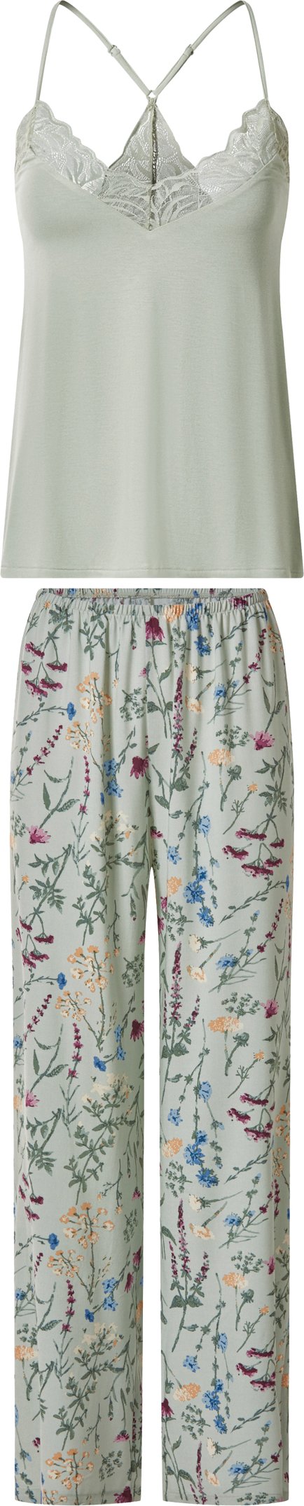 esmara® Damen Pyjama kurz/lang (grün/gemustert, L(44/46))