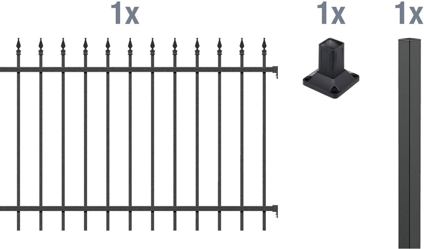 ALBERTS Zaun-Anbauset Chaussee, zum Aufschrauben (matt-schwarz, 120 cm)