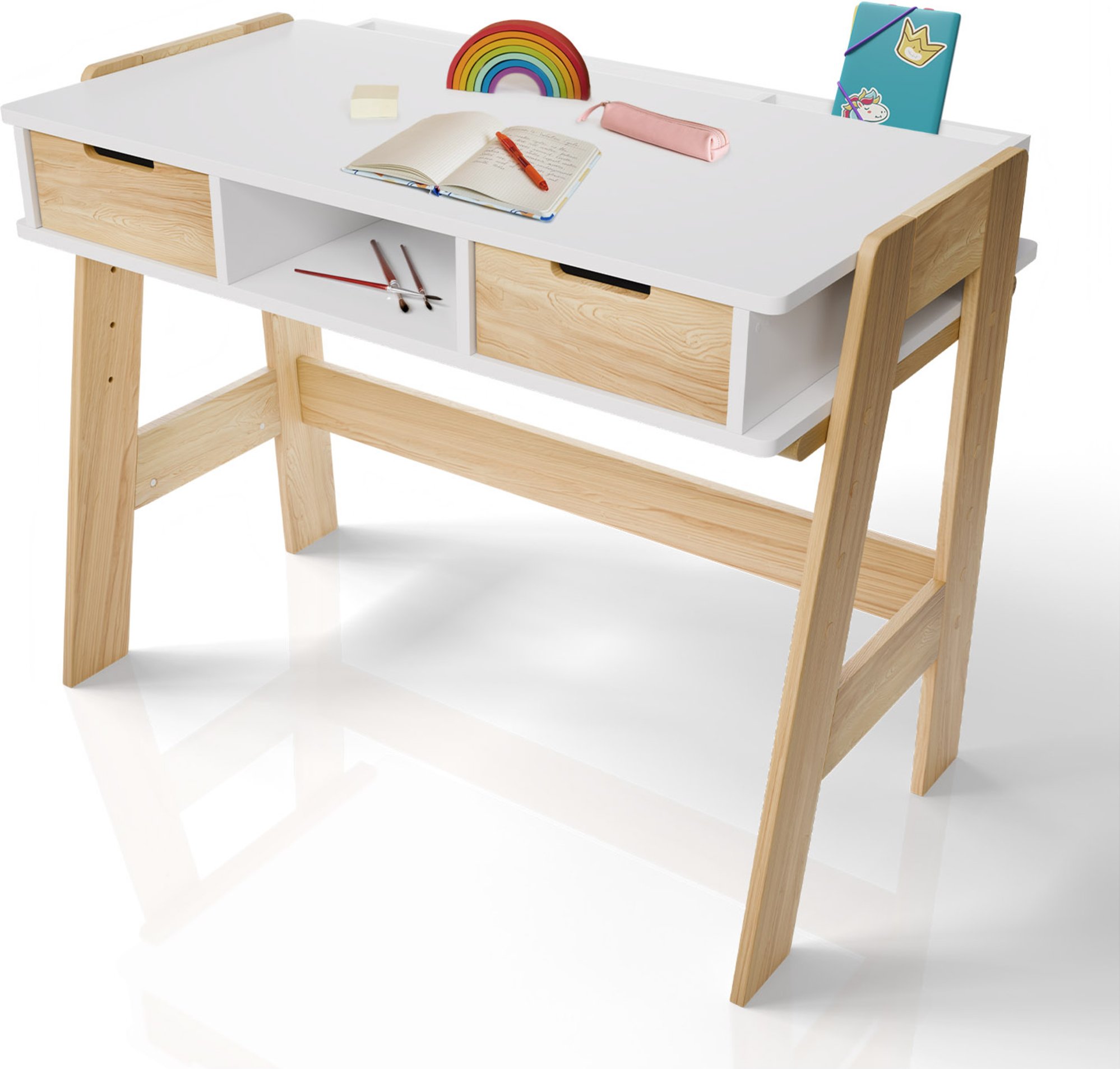 Juskys Kinderschreibtisch (höhenverstellbar, Weiß)""