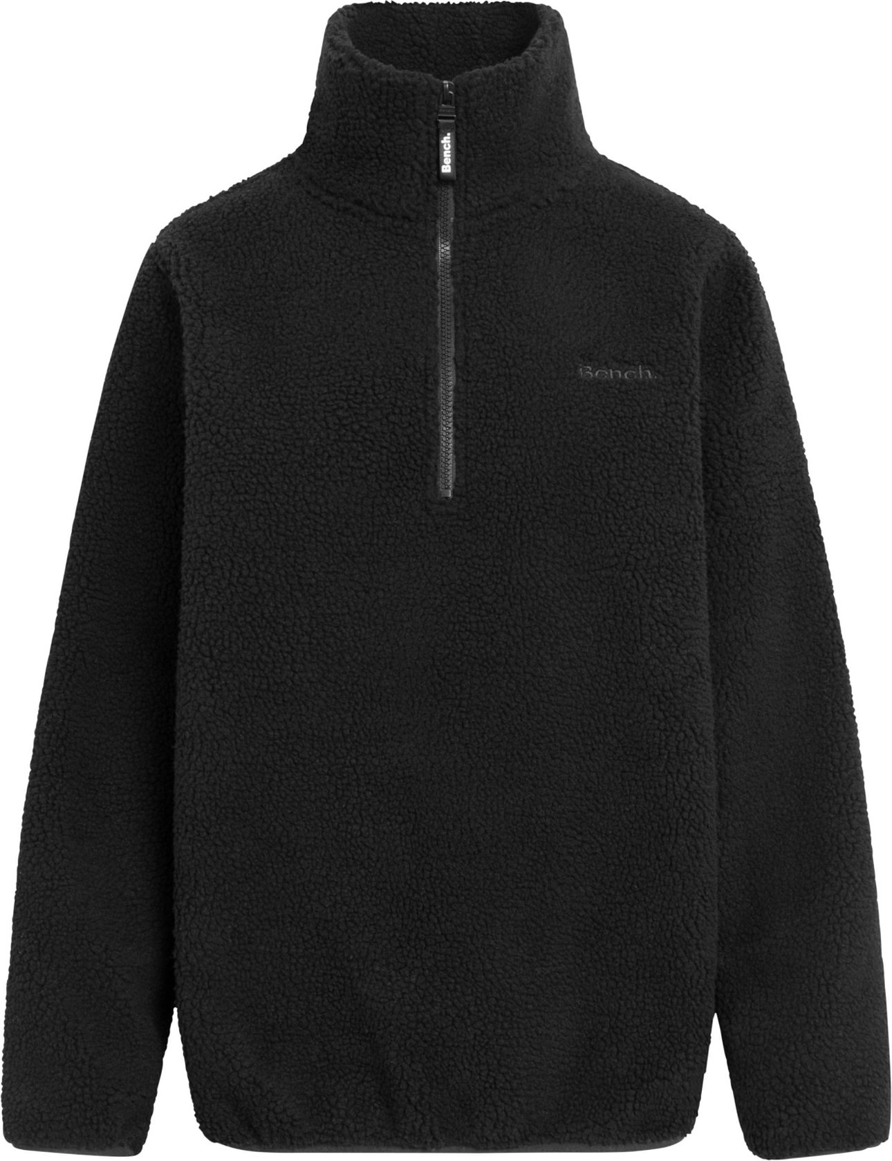 BENCH Damen Pullover mit Reißverschlusss (Schwarz, L)