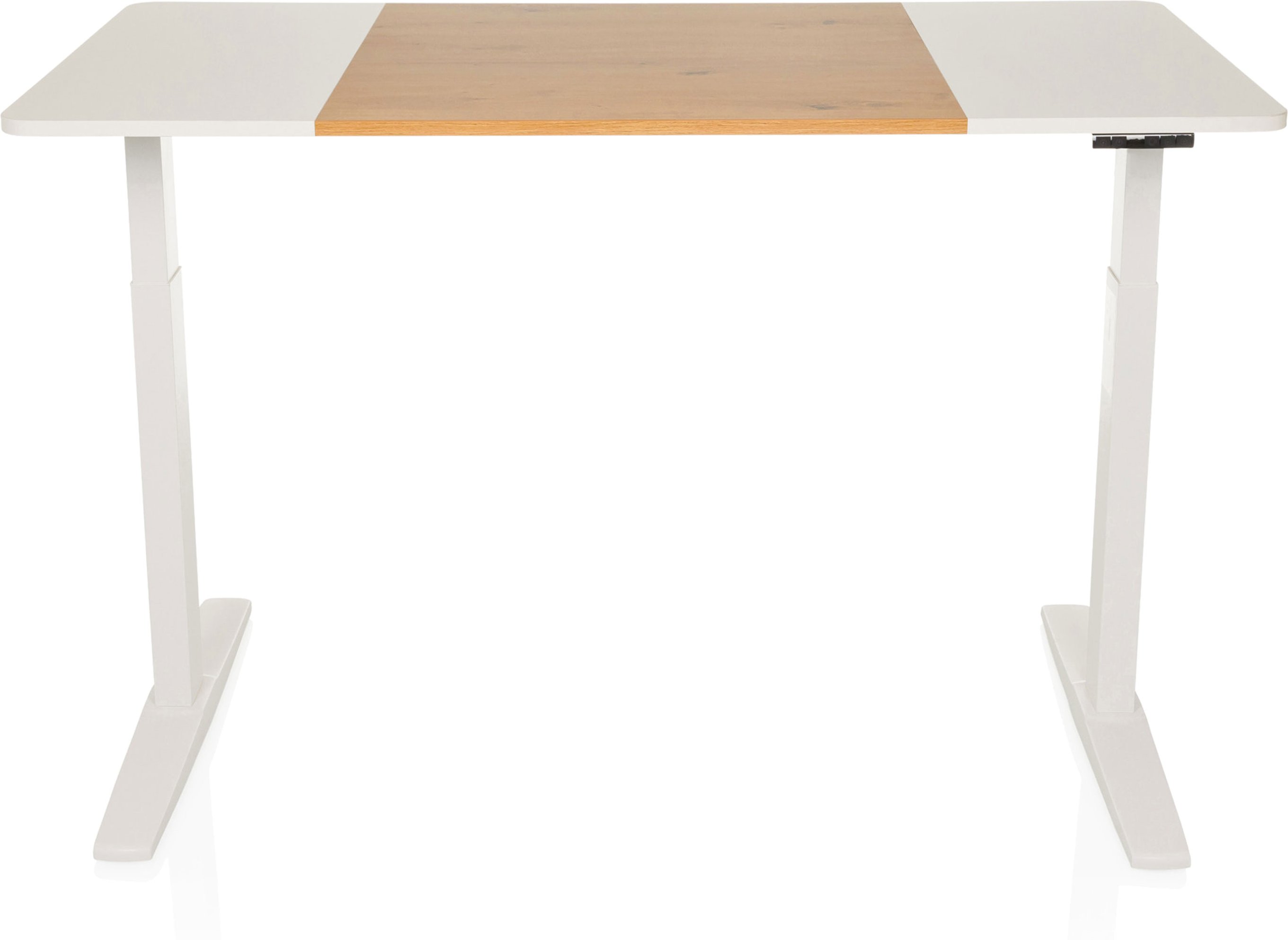 hjh OFFICE Schreibtisch STAND elektrisch höhenverstellbar (T3, weiß/Eiche)