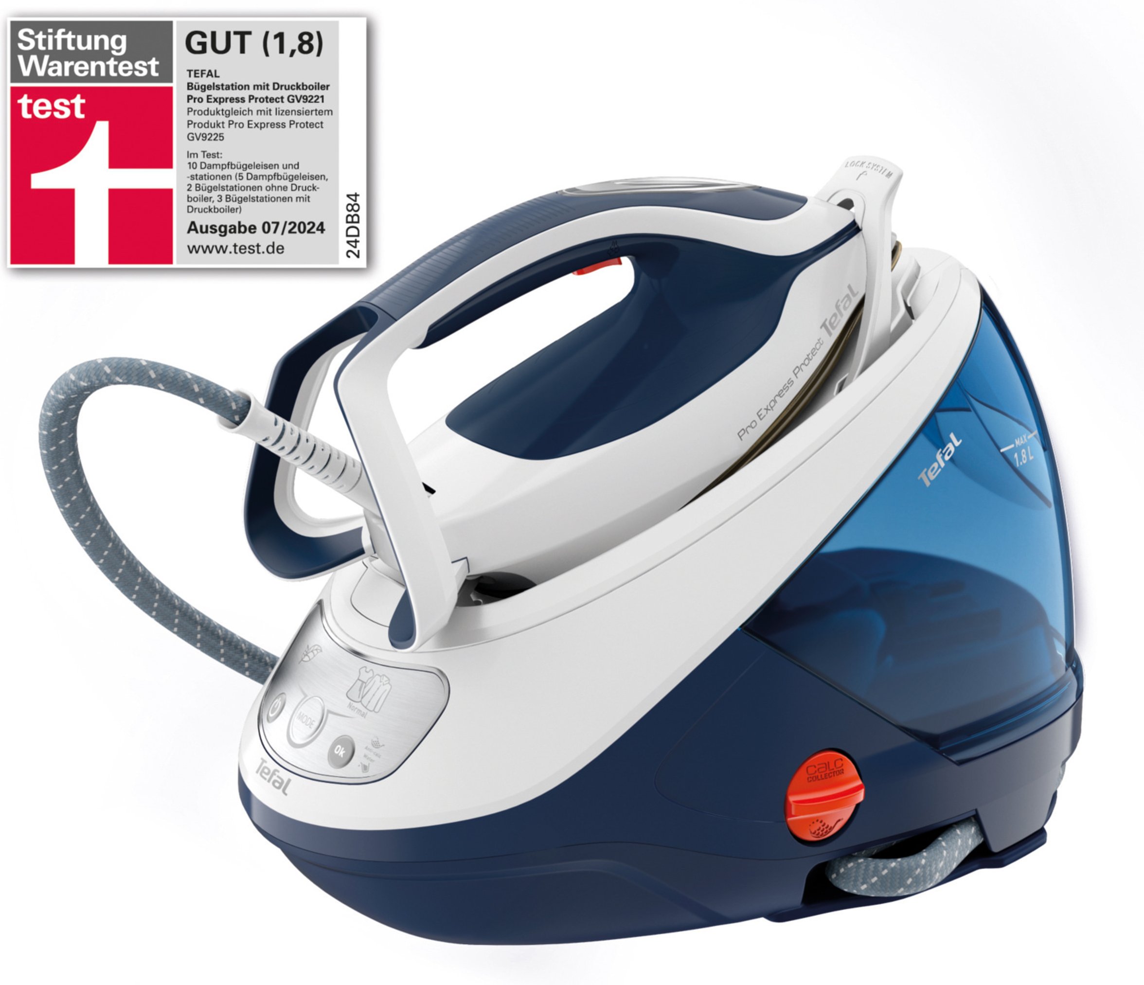 Tefal Pro Express Protect Dampfbügelstation, 7,6 bar, Dampfstoß 550g/min, variable Dampfmenge 140g/min, Antikalk»GV9221«