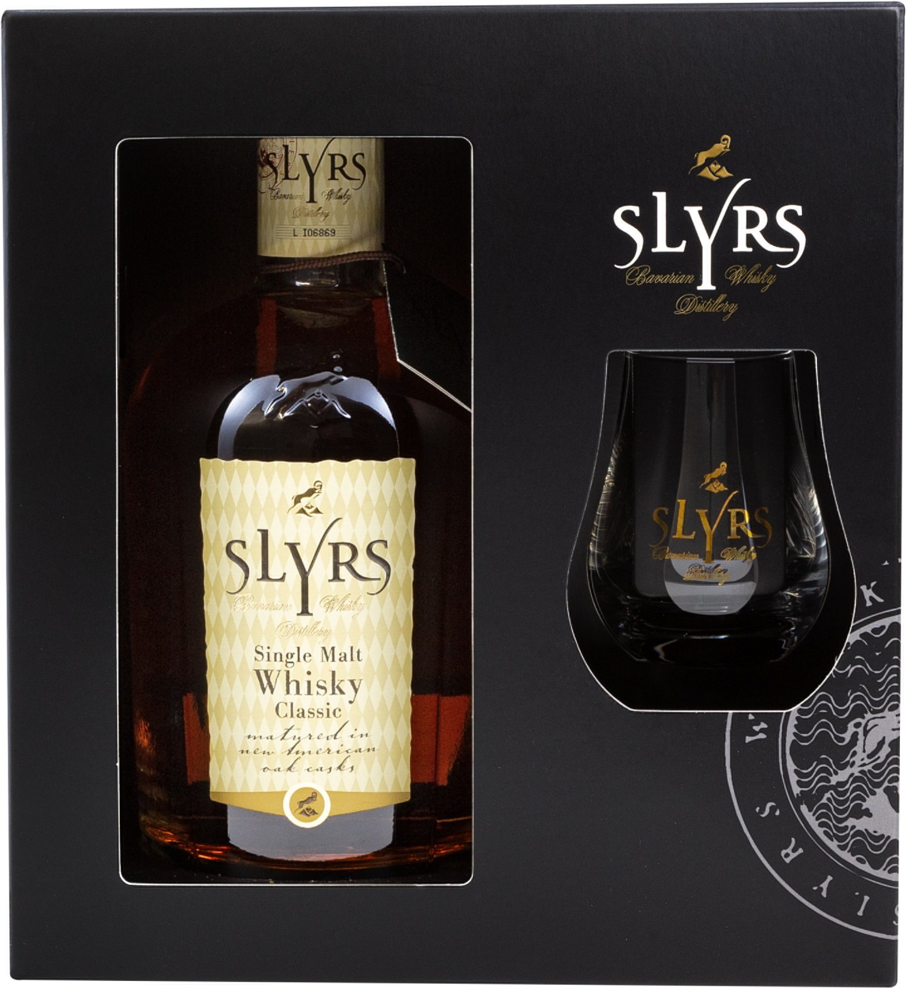 SLYRS Bavarian Single Malt Whisky mit Geschenkbox und Glas 43% Vol