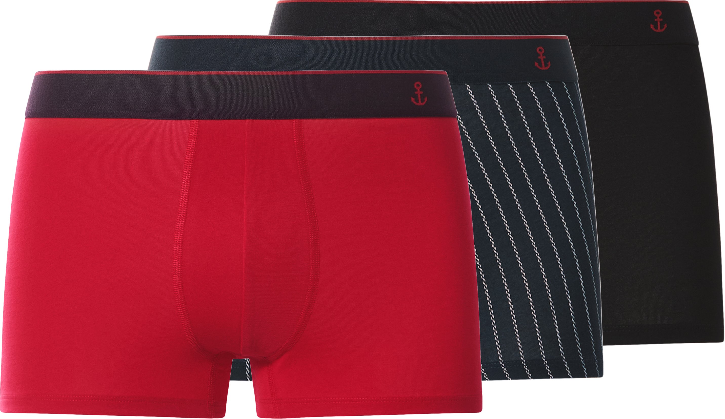 esmara Men Herren Boxer 3er (schwarz/navy/rot, 5/M)
