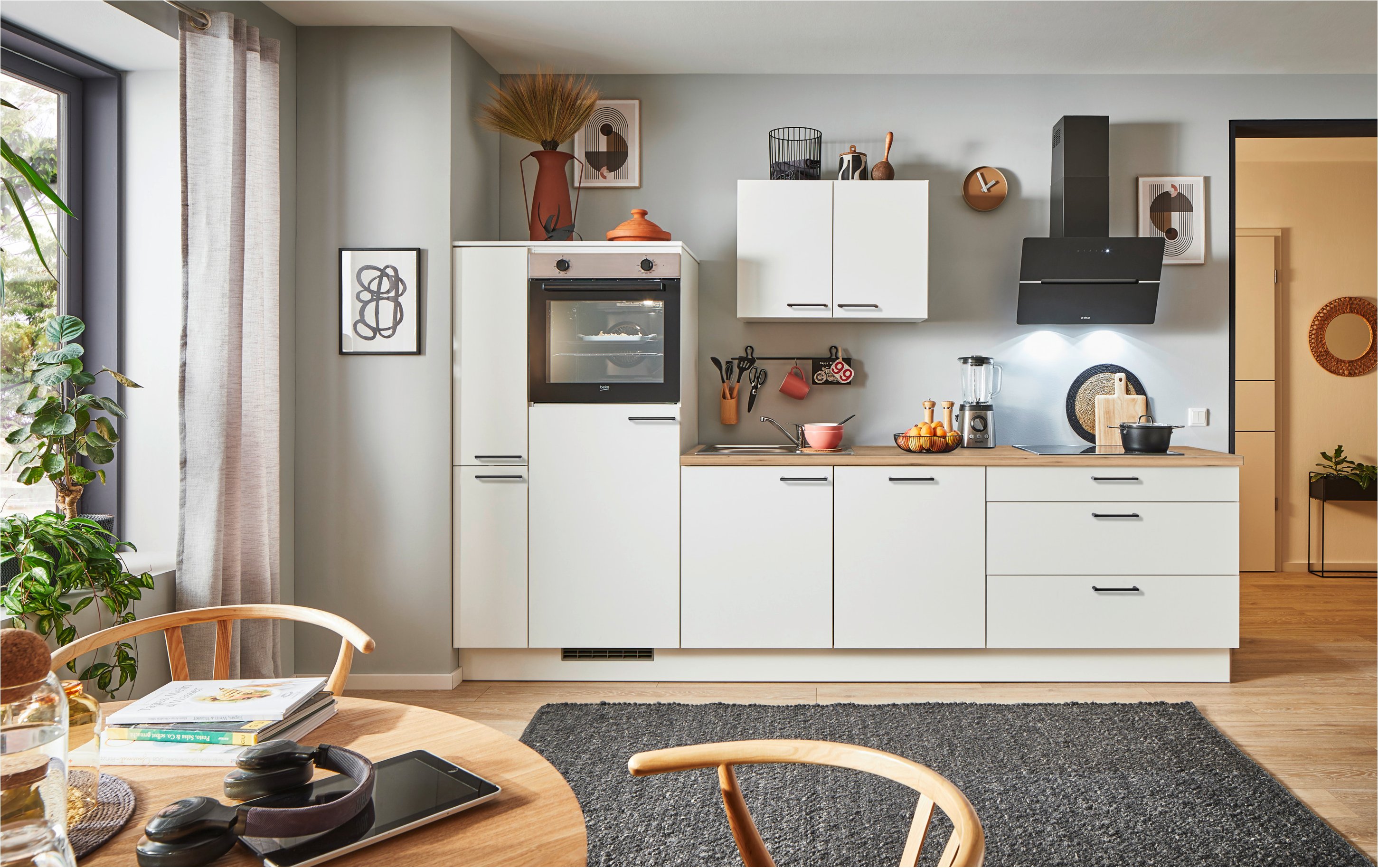 Pinolino Küchenzeile, 270/280 cm, mit Elektrogeräten (Anschlag links, Weiß, 280 cm)