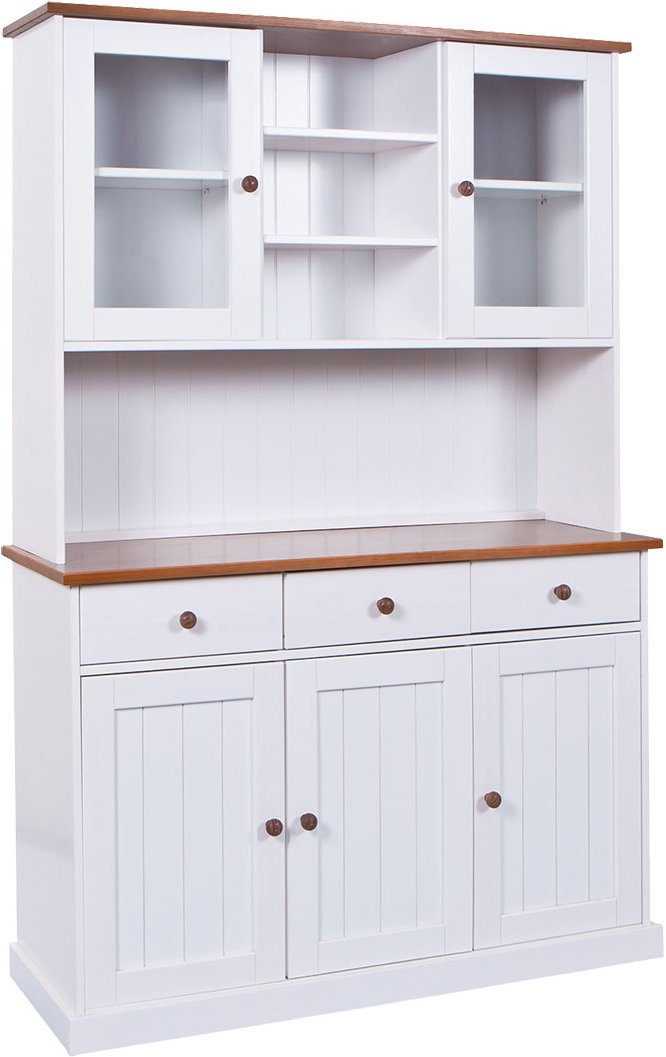 Inter Link Buffet Westerland (Mit 3 Schubladen & 3 Drehtüren, weiß, sepia/braun)