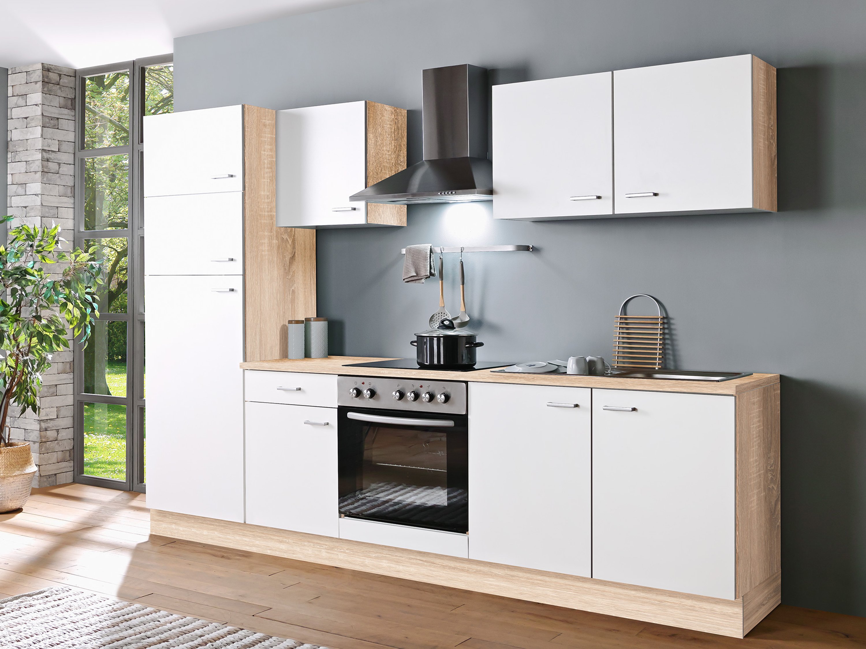 Menke Küchenblock Classic 1 (ohne Geschirrspüler, 270 cm, Weiß, Frei Bordstein)