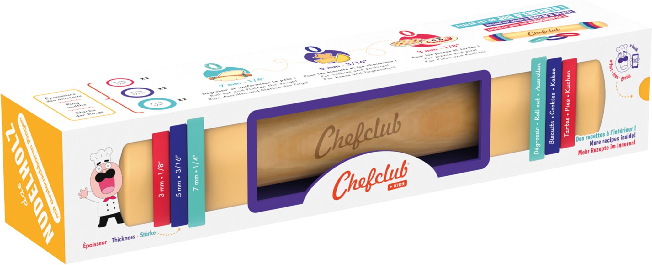 Chefclub Kinderkochen Nudelholz mit Silikonringen