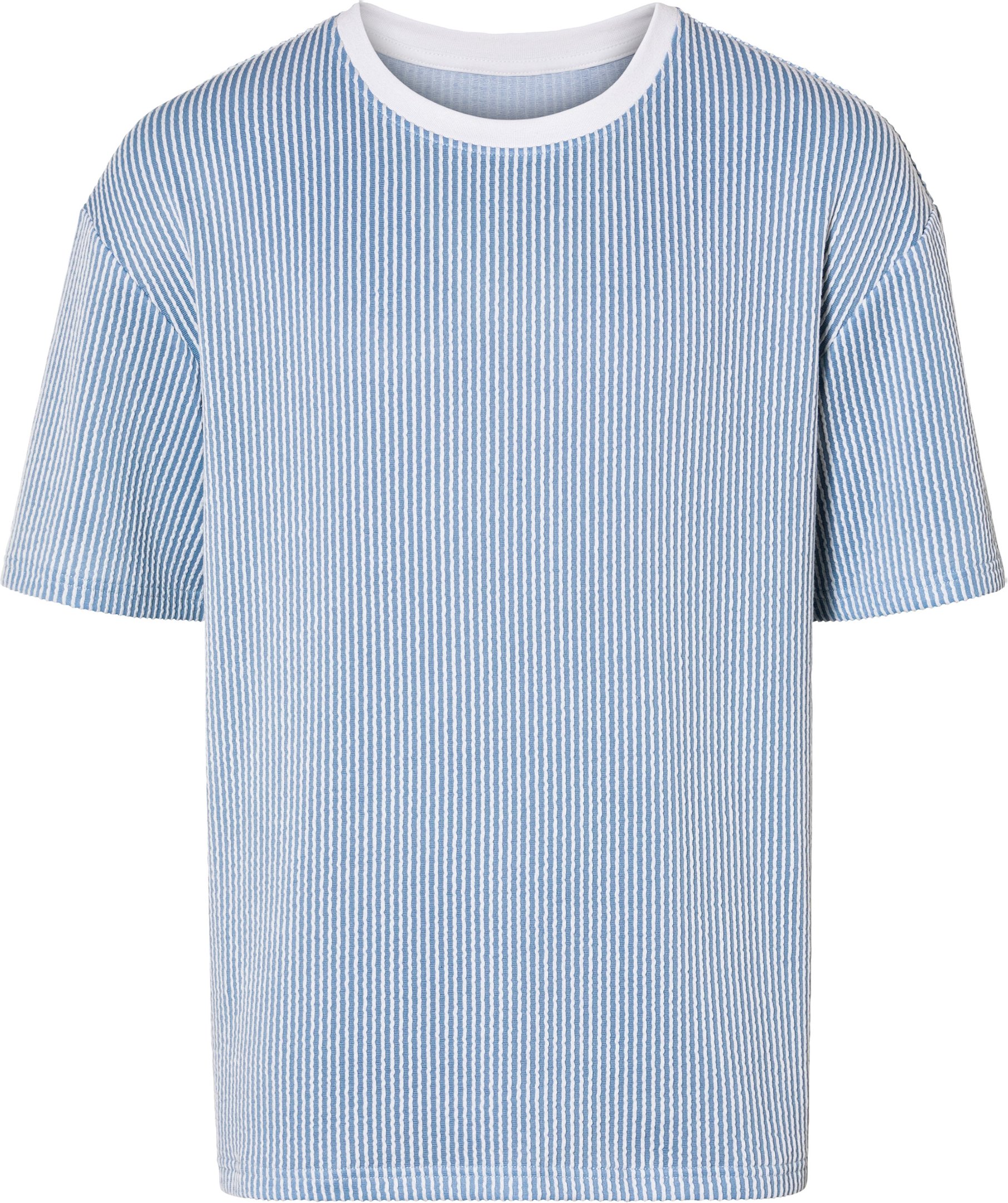 LIVERGY® Herren T-Shirt Seersucker (Blau/Weiß, S(44/46))