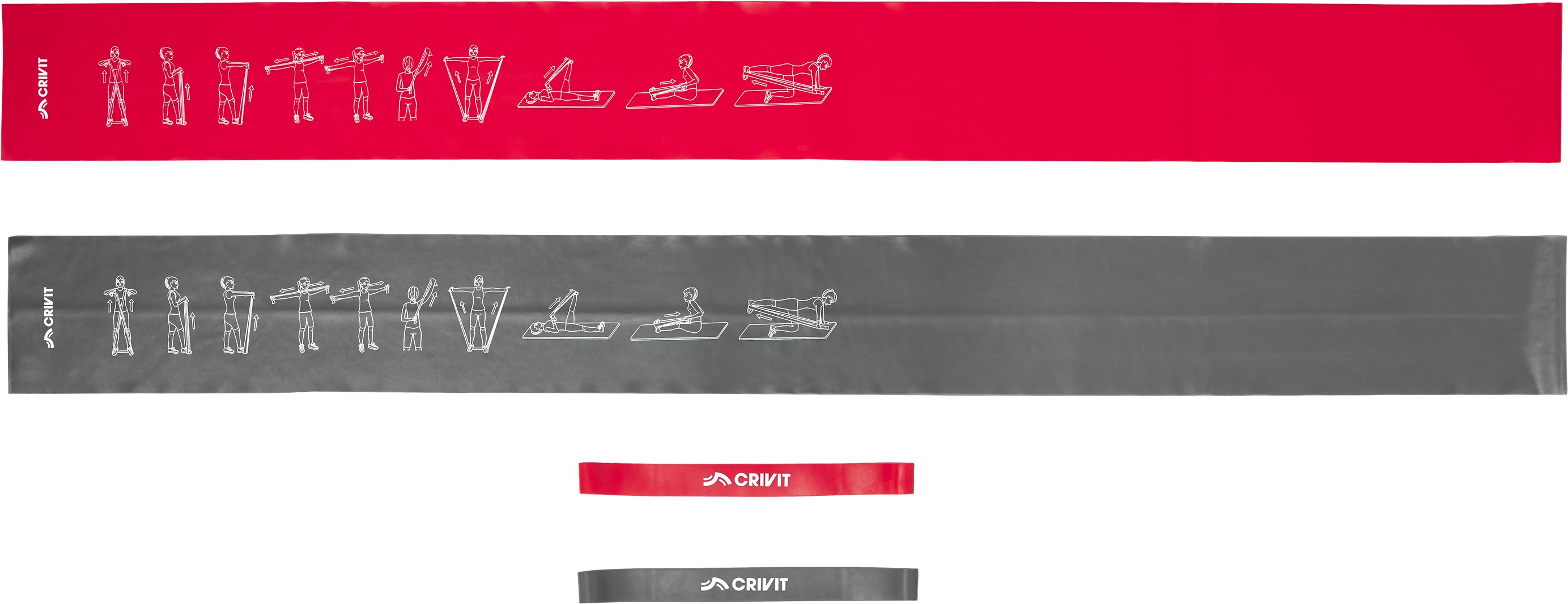 CRIVIT Fitnessbänder (grau/rot (stark/extra stark))