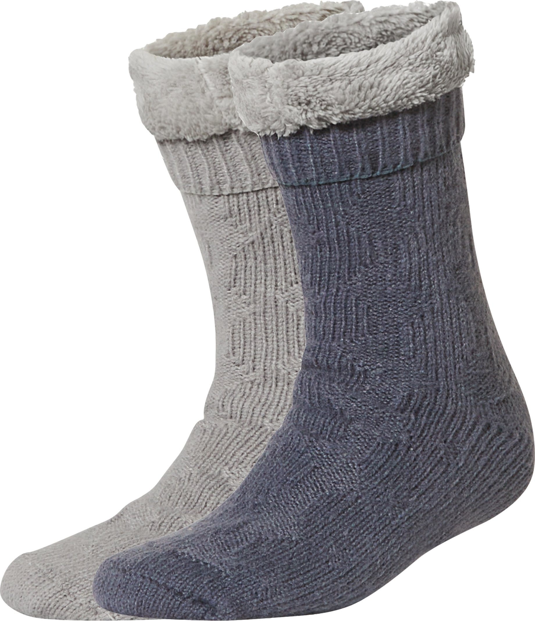 Damen Kuschelsocken mit Teddyfutter 2er (hellgrau/dunkelgrau, 35-38)