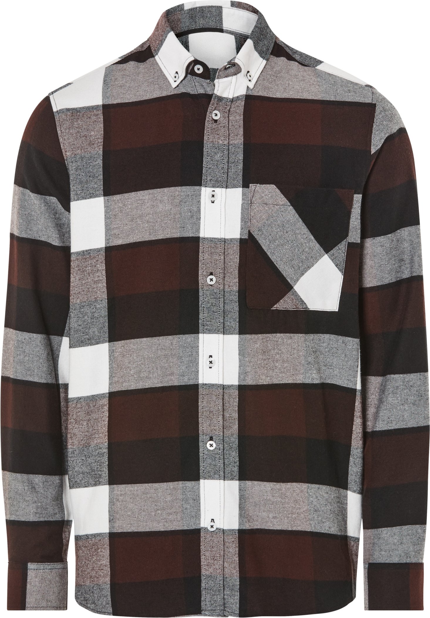 LIVERGY® Herren Freizeithemd Flanell (Braun/Weiß, M(39/40))