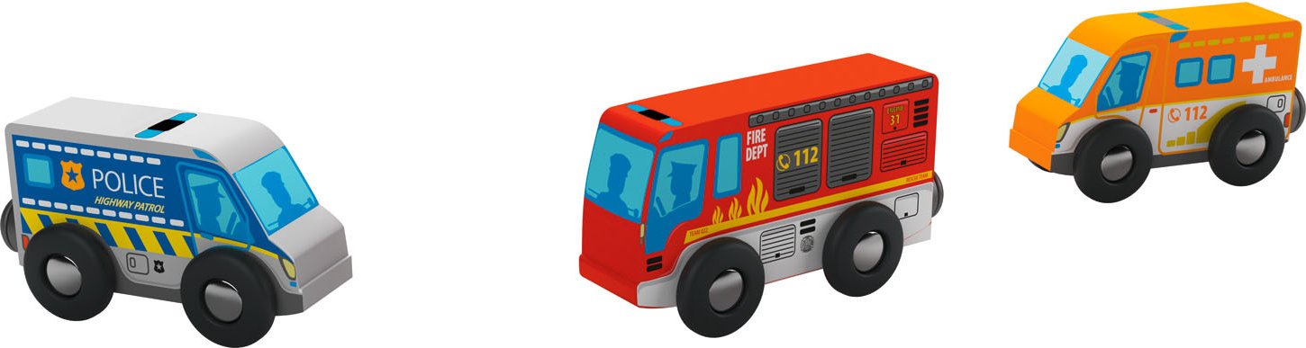 Playtive Holz Fahrzeuge (Einsatzfahrzeuge)