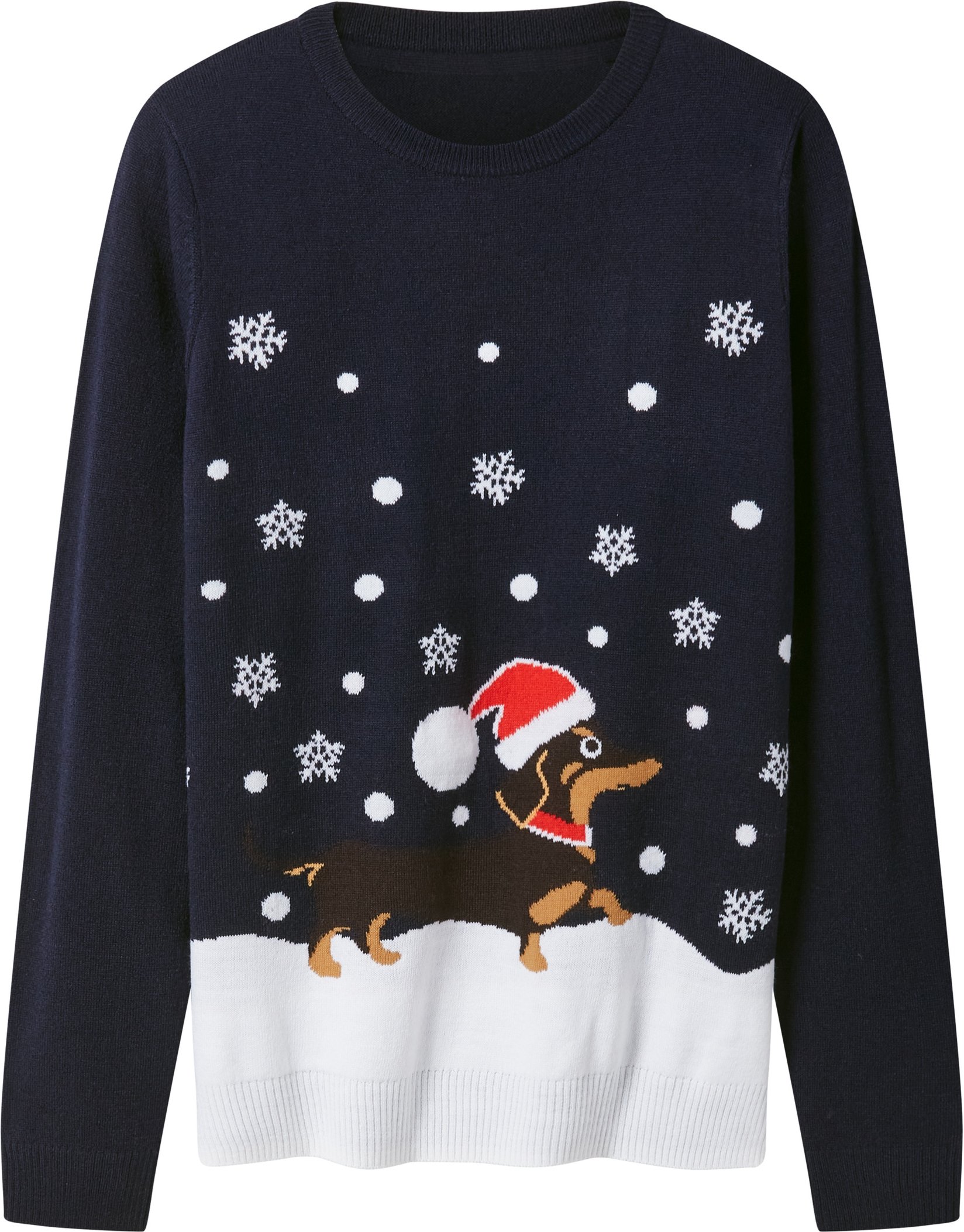 esmara® Damen Weihnachtspullover mit LED-Effekt / Weihnachtspullover mit Musik / Weihnachtspullover (Navy, L(44/46))