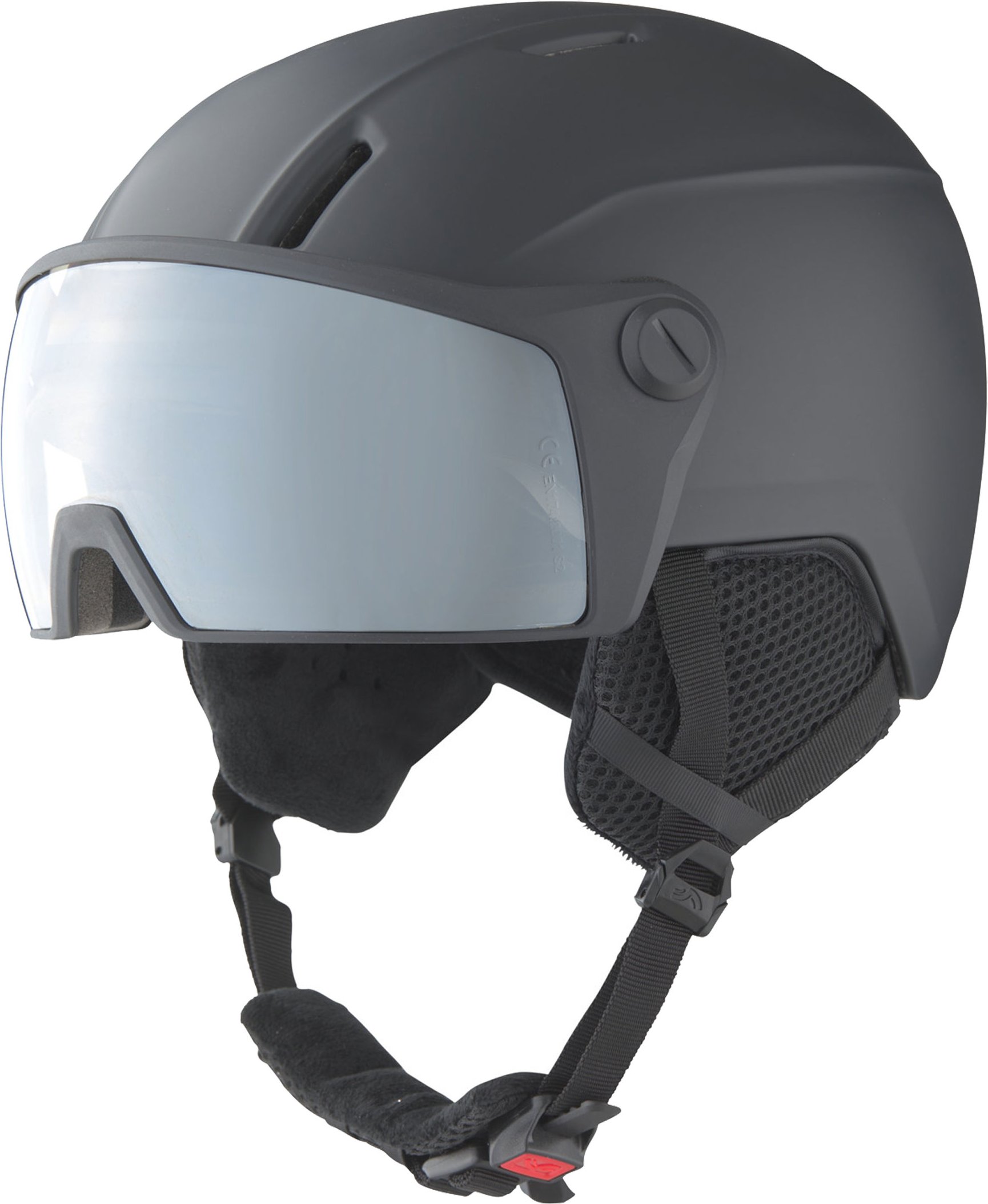 CRIVIT Kinder Skihelm mit selbsttönendem Visier (Schwarz)