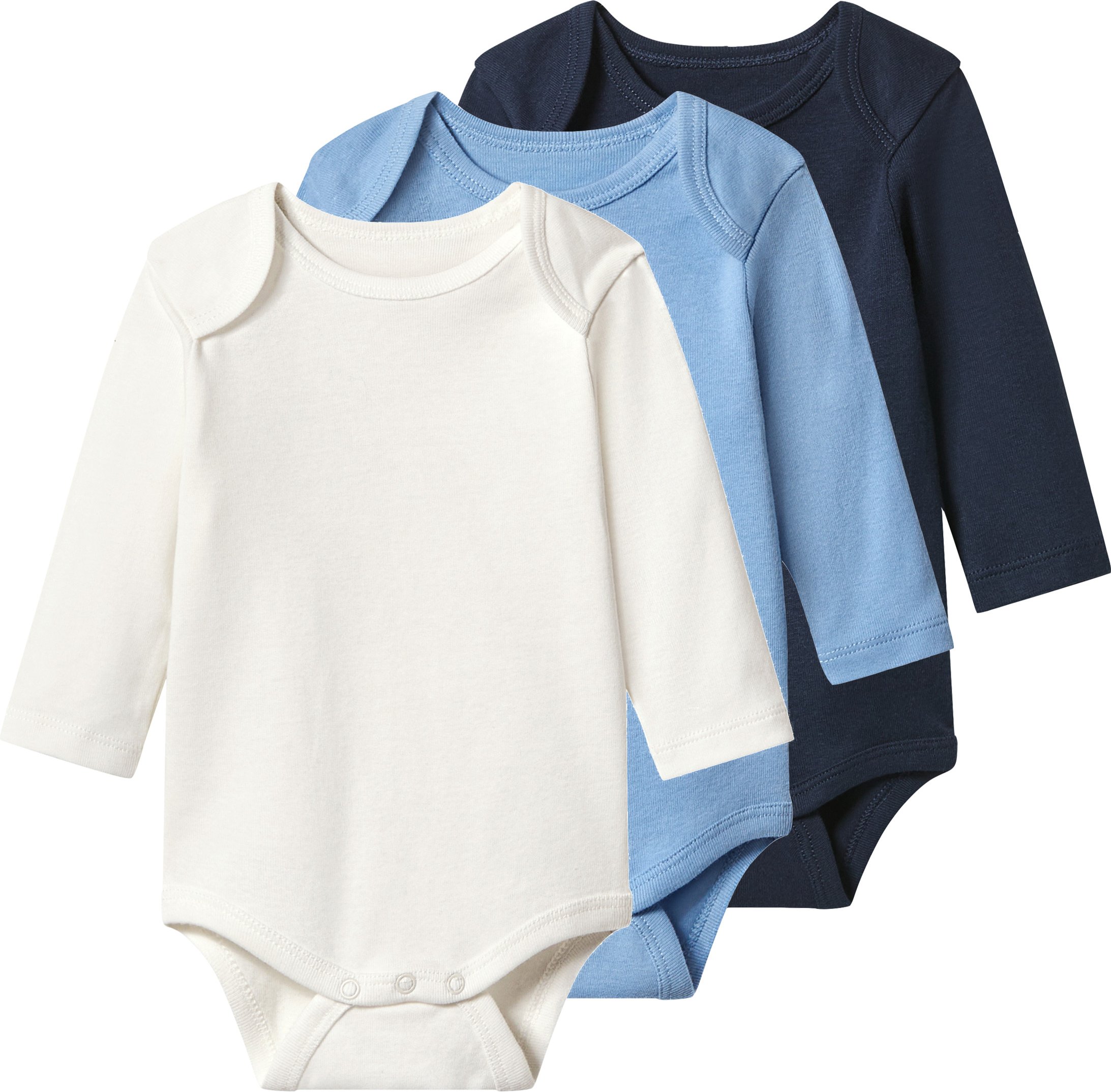 lupilu® Baby Mädchen Jungen Body langarm 3er (weiß/blau, 86/92)