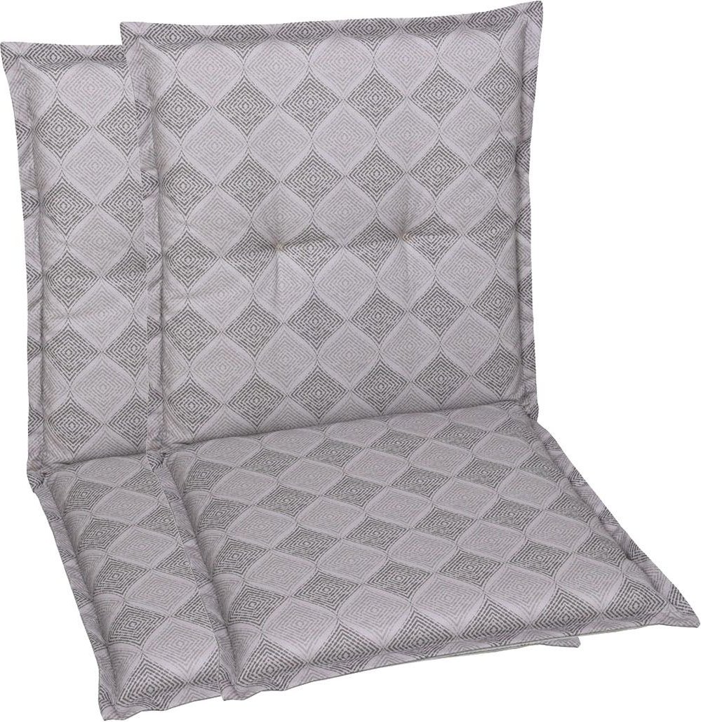 GO-DE Textil Gartenauflage Raute (2er Set Niederlehner, Grau)