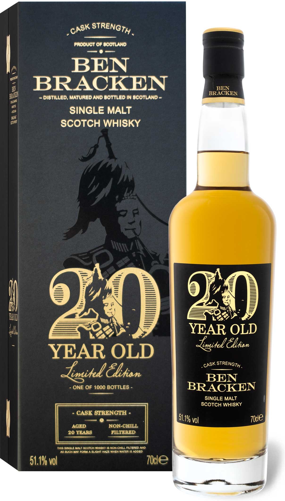 Ben Bracken Single Malt Scotch Whisky Limited Edition Cask Strength 20 Jahre mit Geschenkbox 51.1% Vol