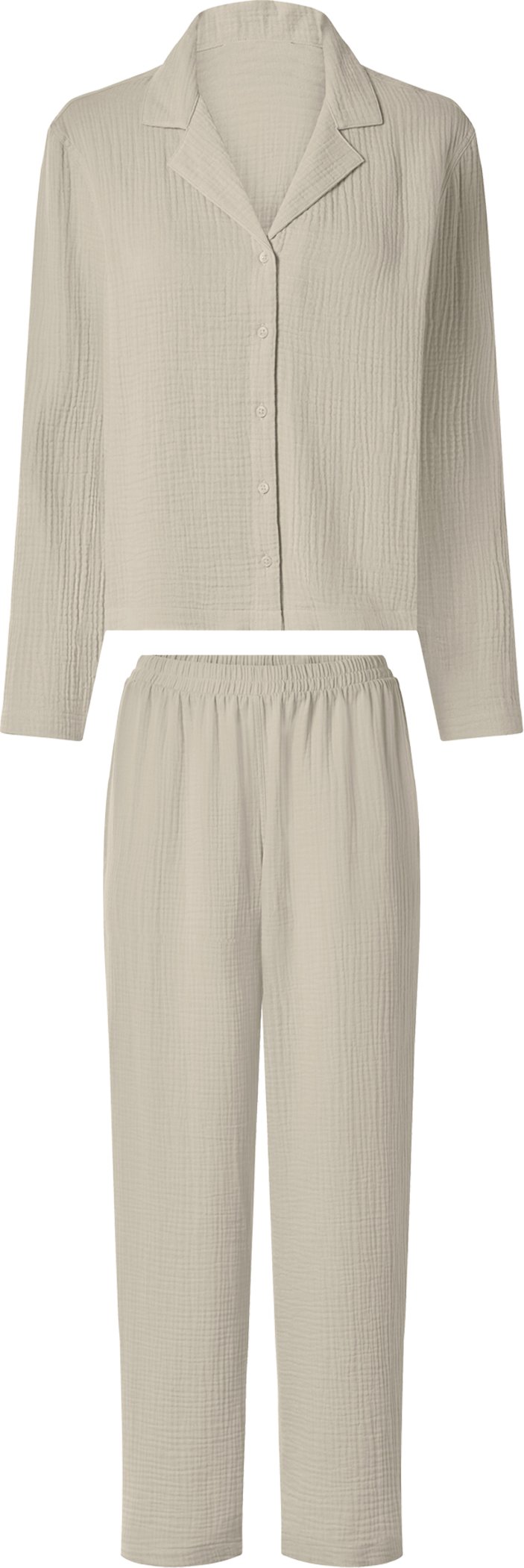 esmara® Damen Pyjama Musselin (Beige, L(44/46))