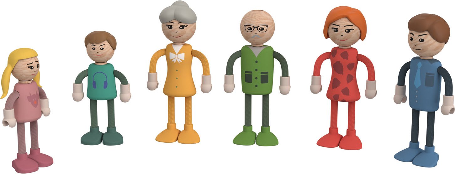 Playtive Holz Miniaturmöbel und Puppen Set (Biegepuppen)