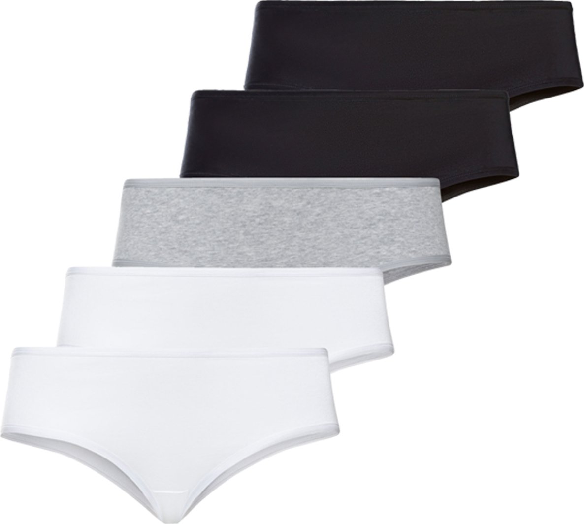 Thumbnail - esmara® Damen Hipster 5er (XL(48/50), schwarz/grau/weiß)