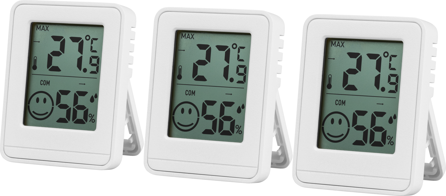 LIVARNO® Thermo- Hygrometer, 3 Stück (Weiß)