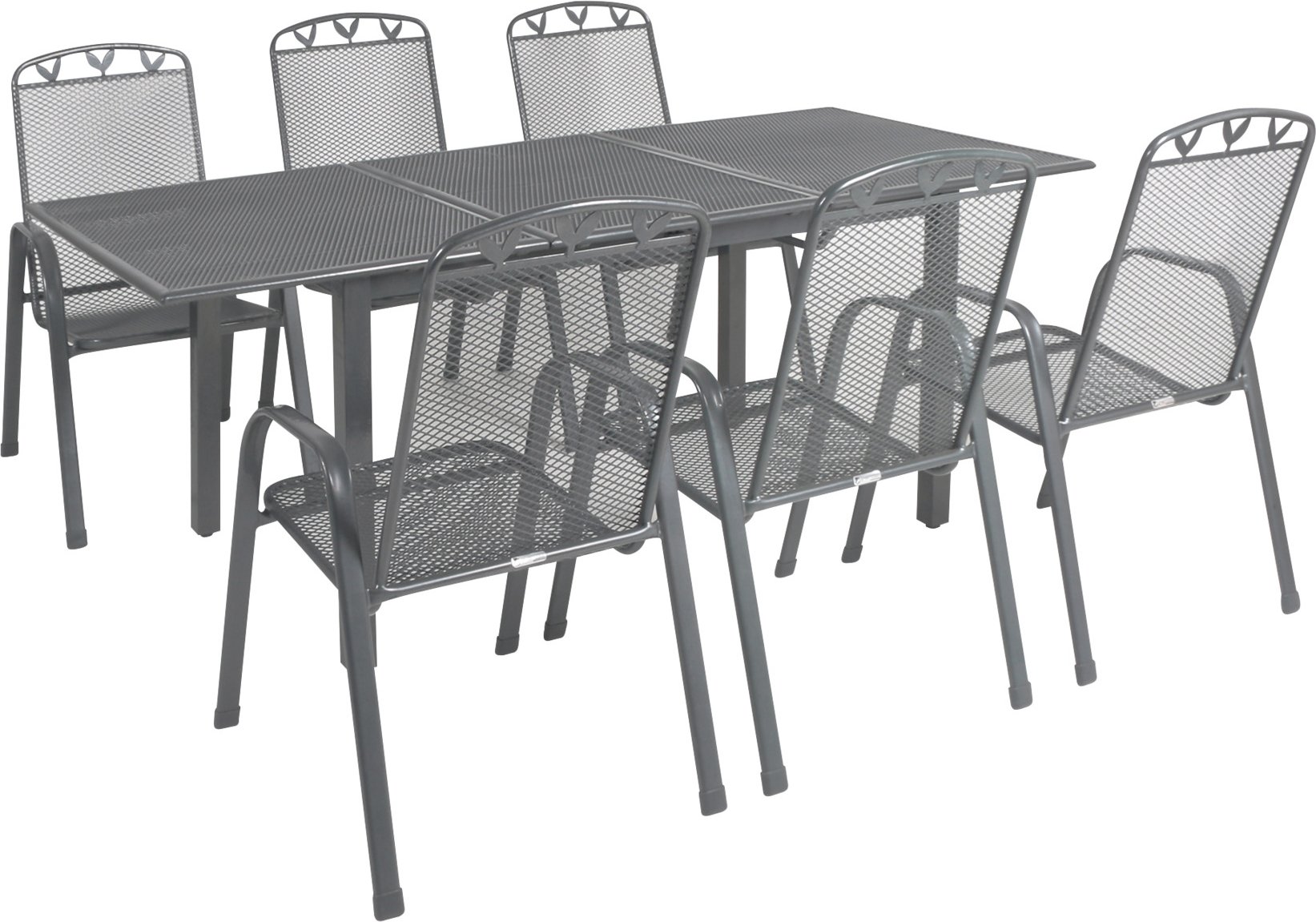 Greemotion Gartentischgruppe Toulouse (Ausziehtisch + 6 Stapelstühle, 140-200 x 74 x 90 cm)