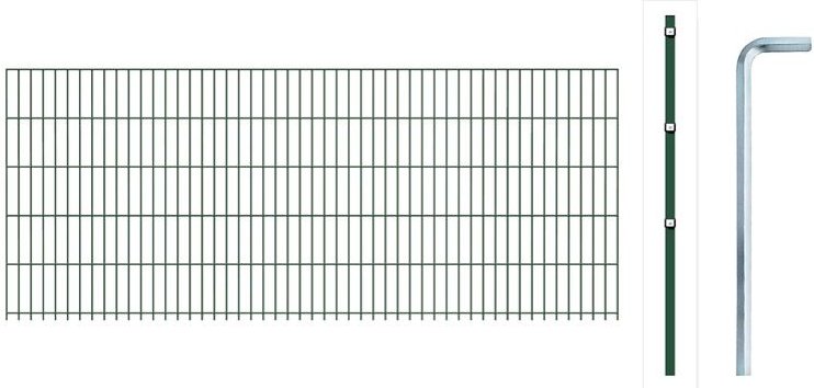 ALBERTS Doppelstabmattenzaun-Grundset, Länge 10 m (Grün, Mattenhöhe: 1600 mm)
