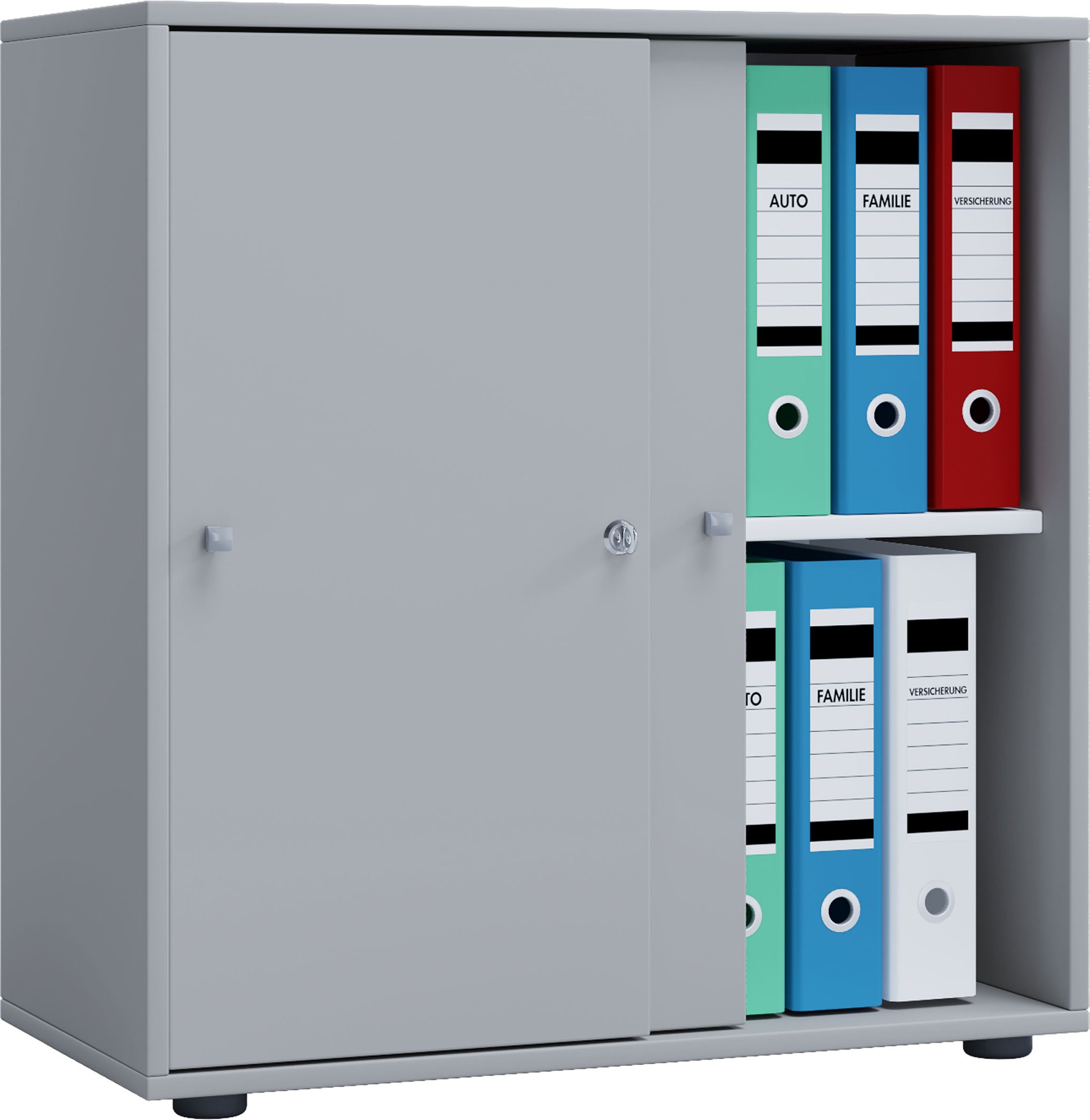 VCM Büroschrank L, Grau, L, mit Schiebetüren (mit Schiebetüren, Grau, L)