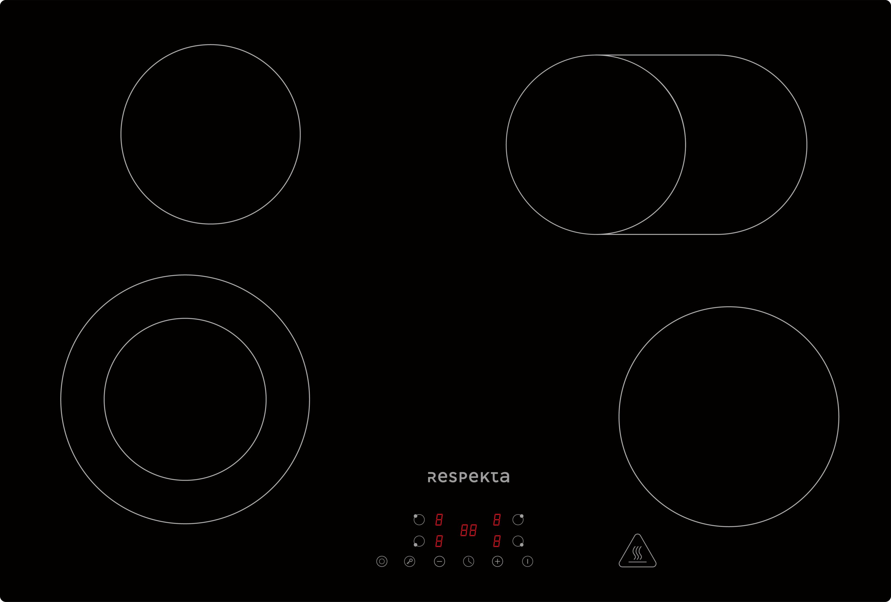 Respekta Glaskeramikkochfeld, rahmenlos (Breite: 77 cm, Schwarz)