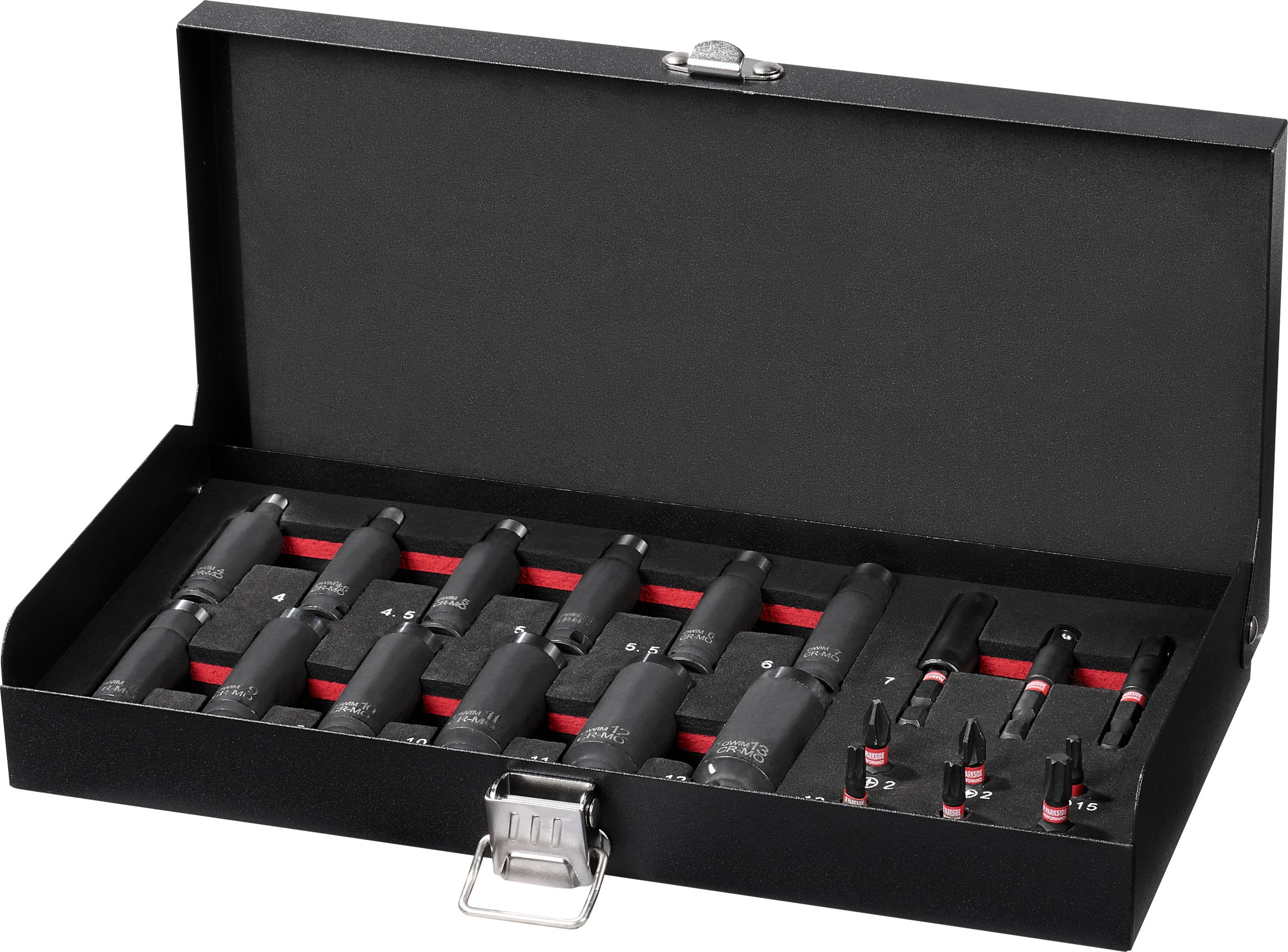 PARKSIDE PERFORMANCE® Schlag-Steckschlüssel- und Bit-Satz, 21-teilig