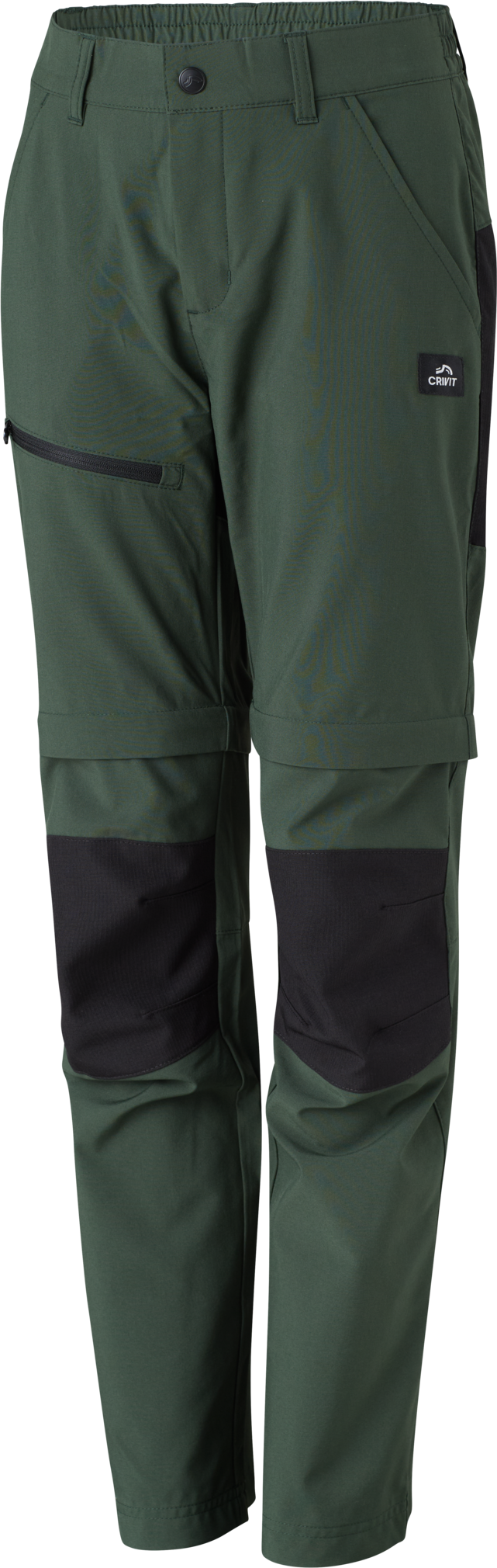 CRIVIT Kinder Funktionshose mit Zipp-off-Funktion zum Kürzen auf Shorts-Länge (Olive, 164)