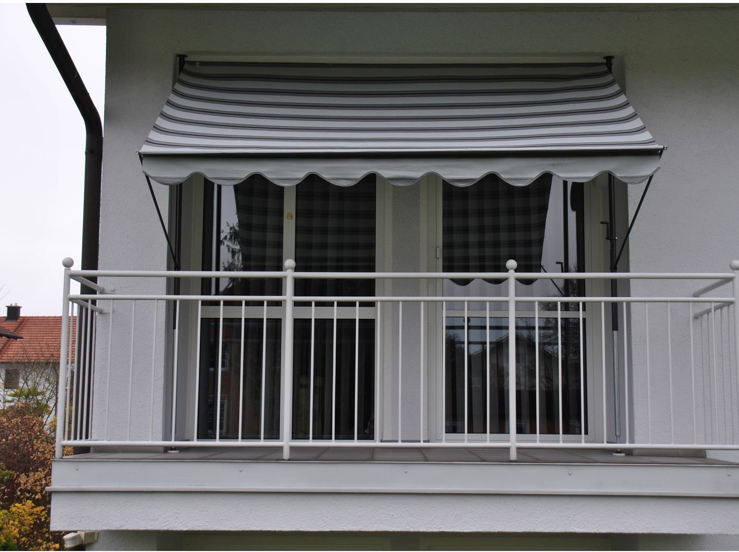 Angerer Klemmmarkise (grau-schwarz gestreift, 300 cm breit)