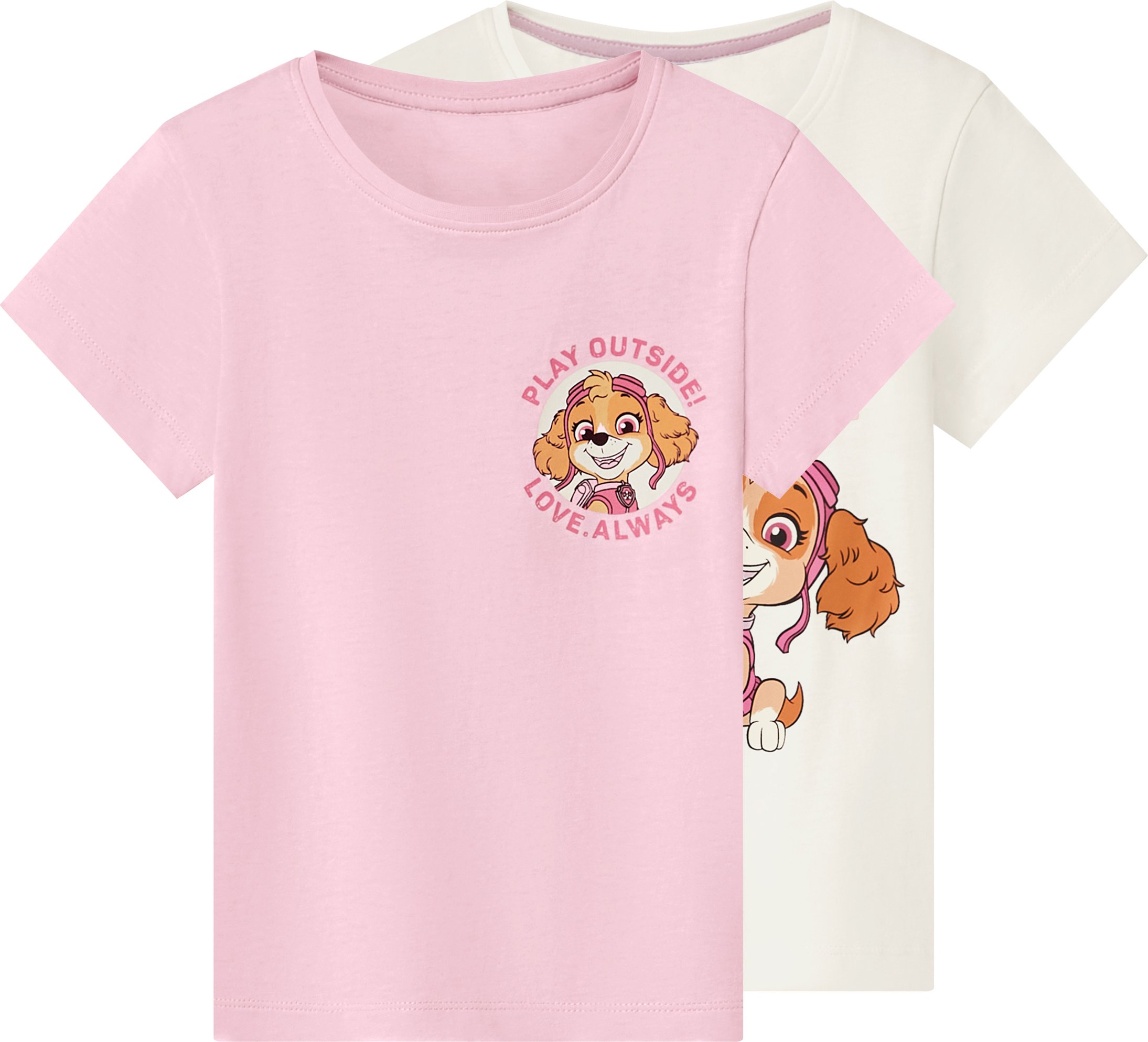 Kleinkinder T-Shirt, 2er Set (Paw Patrol/rosa/weiß, 98/104)