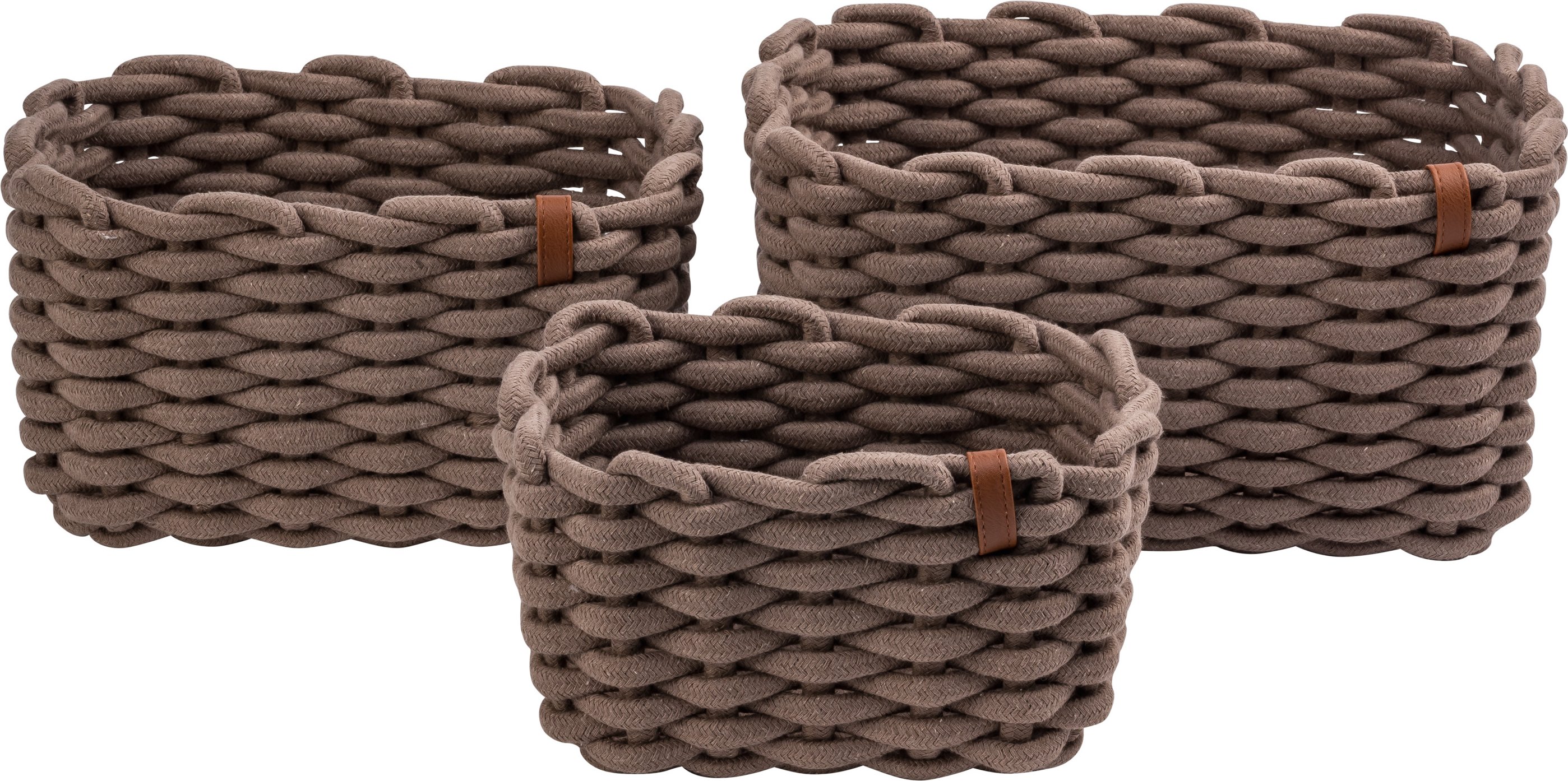 Thumbnail - LIVARNO home Aufbewahrungskorb handgeflochten, 3er Set (Taupe)