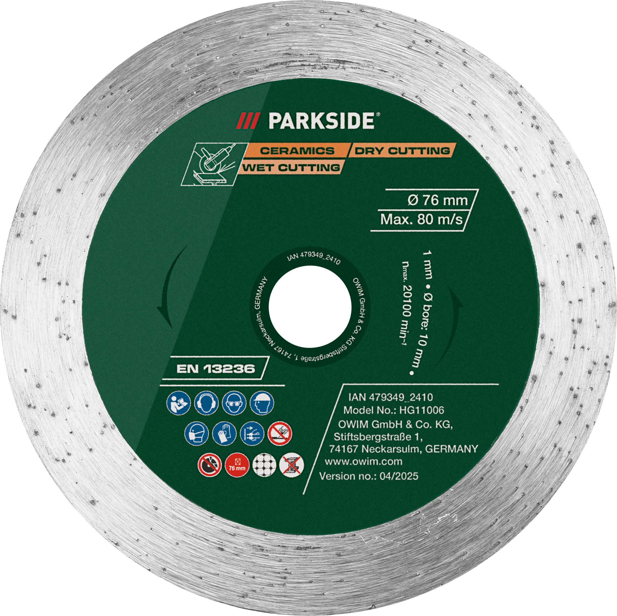 PARKSIDE® Metall-Trennscheiben / Metall-Schruppscheiben / Holz-Trennscheibe / Diamant-Trennscheibe (Turbo) / Diamant-Tre...