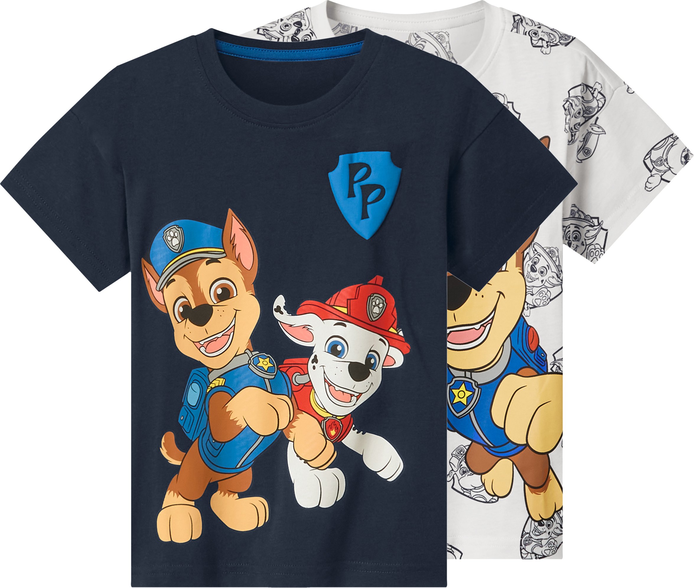 Kleinkinder T-Shirt, 2er Set (Paw Patrol/navy/weiß, 110/116)