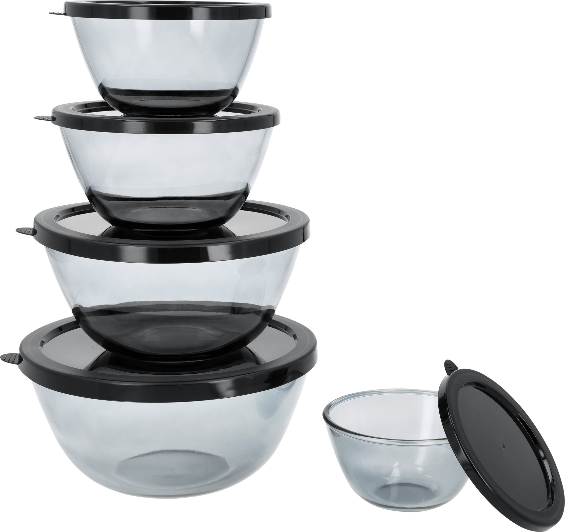 SILVERCREST® Schalen-Set Glas 5-tlg. (Schwarz)