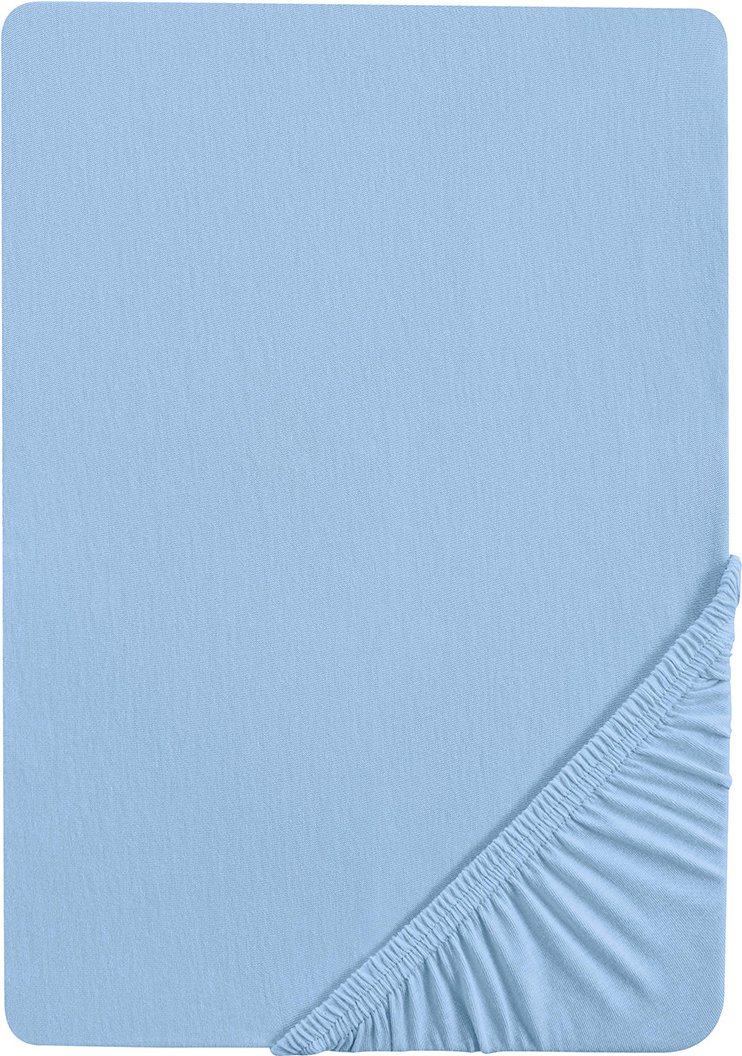 Biberna Premium Jersey-Elasthan Spannbettlaken (Eisblau, 90 - 100 x 200 cm)""