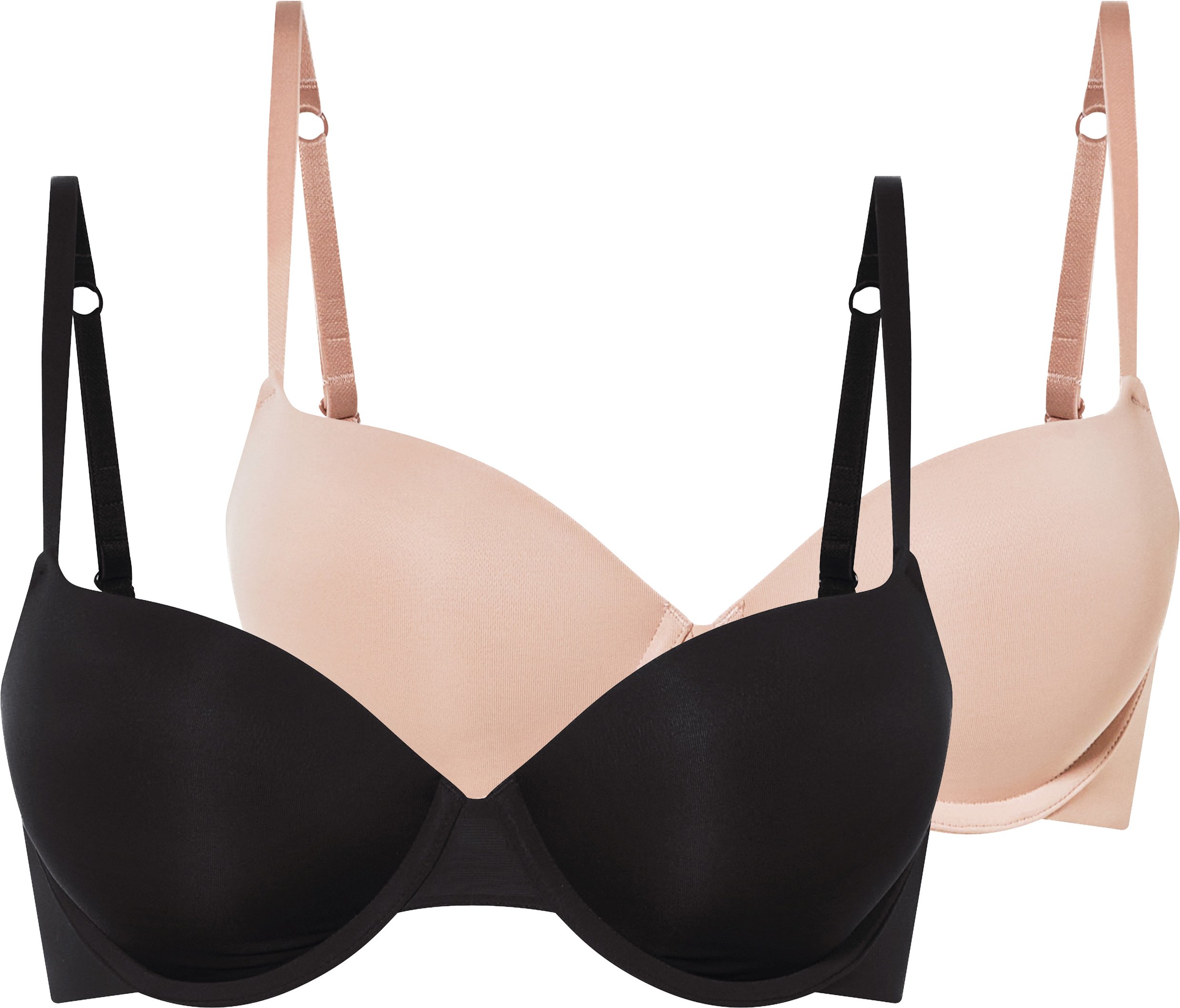 esmara® Damen Push Up BHs, 2 Stück (schwarz/beige, 80B)