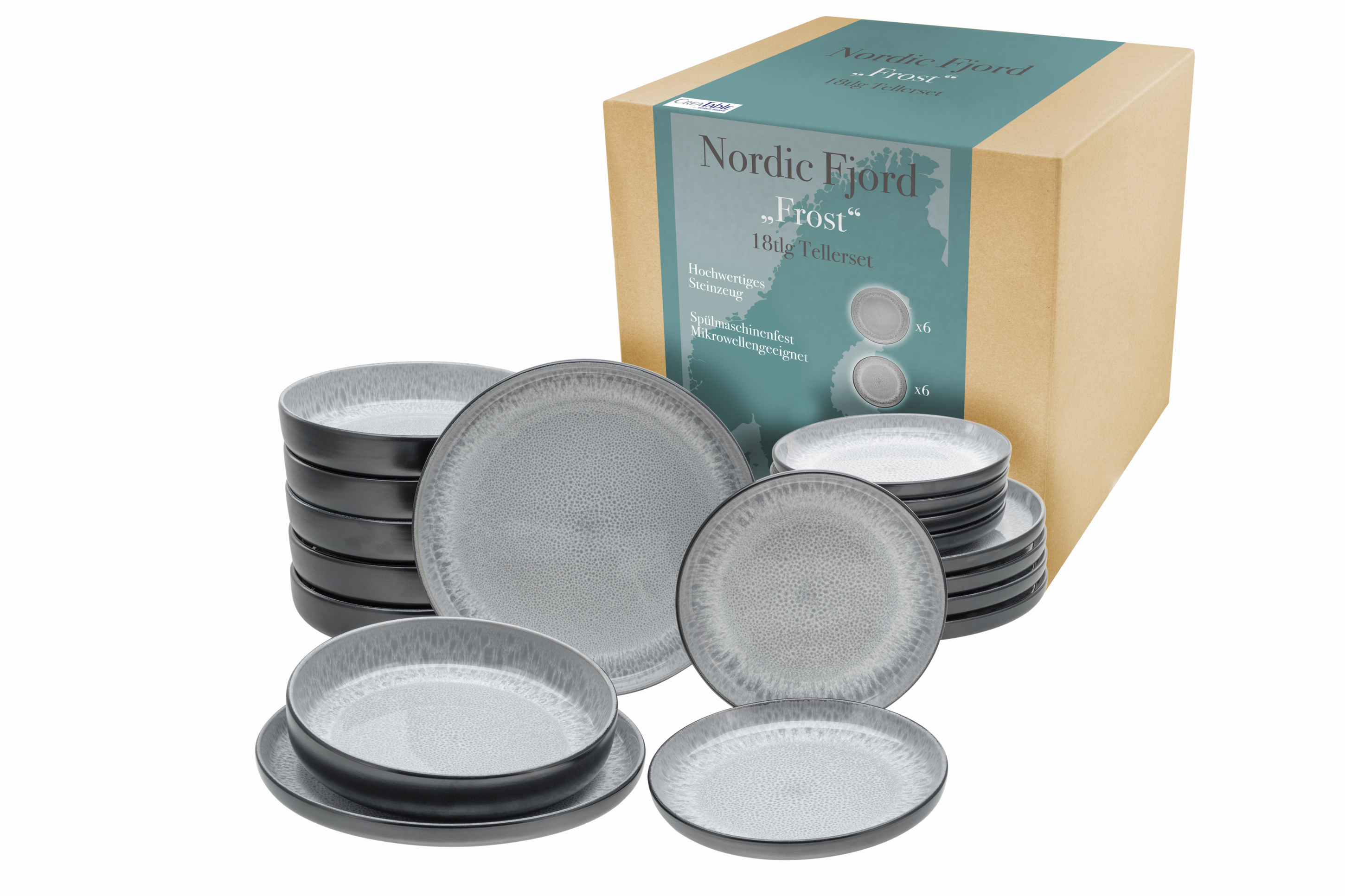 Thumbnail - Creatable Geschirrset »Nordic Fjord« (18-teiliges Teller Set, Frost)