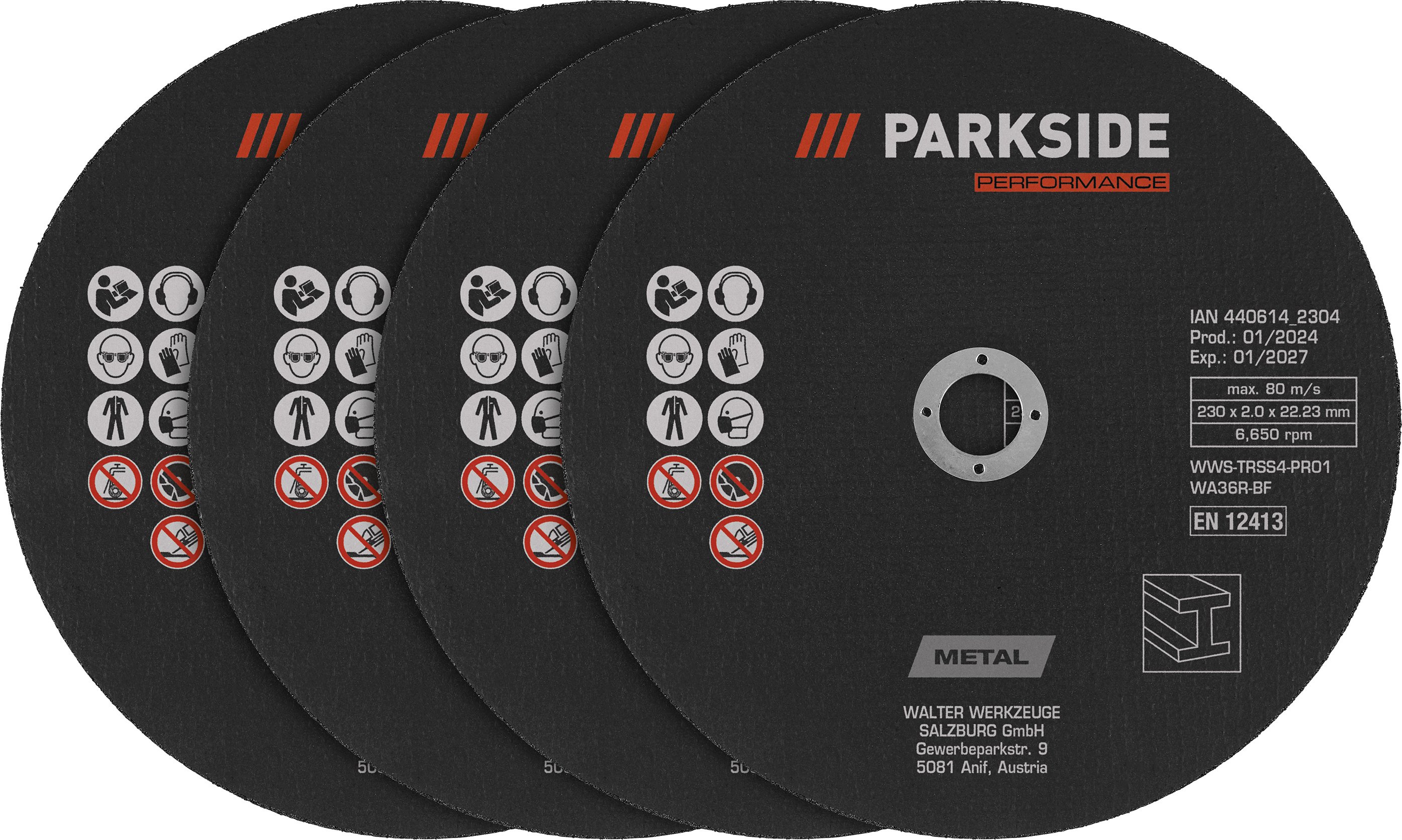 PARKSIDE PERFORMANCE® Trennscheiben- / Schruppscheiben 230mm (Trennscheiben 4 tlg.)