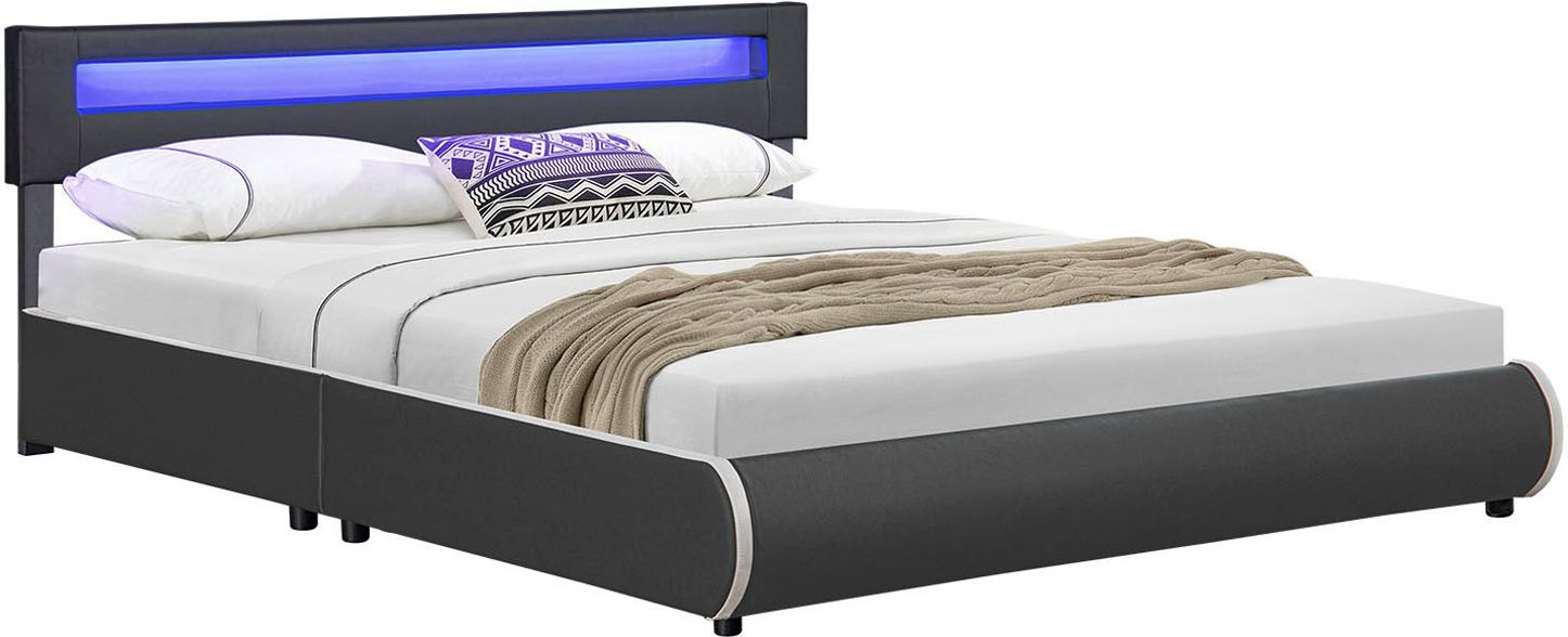 Juskys Polsterbett Sevilla (Dunkelgrau, 180x200cm)