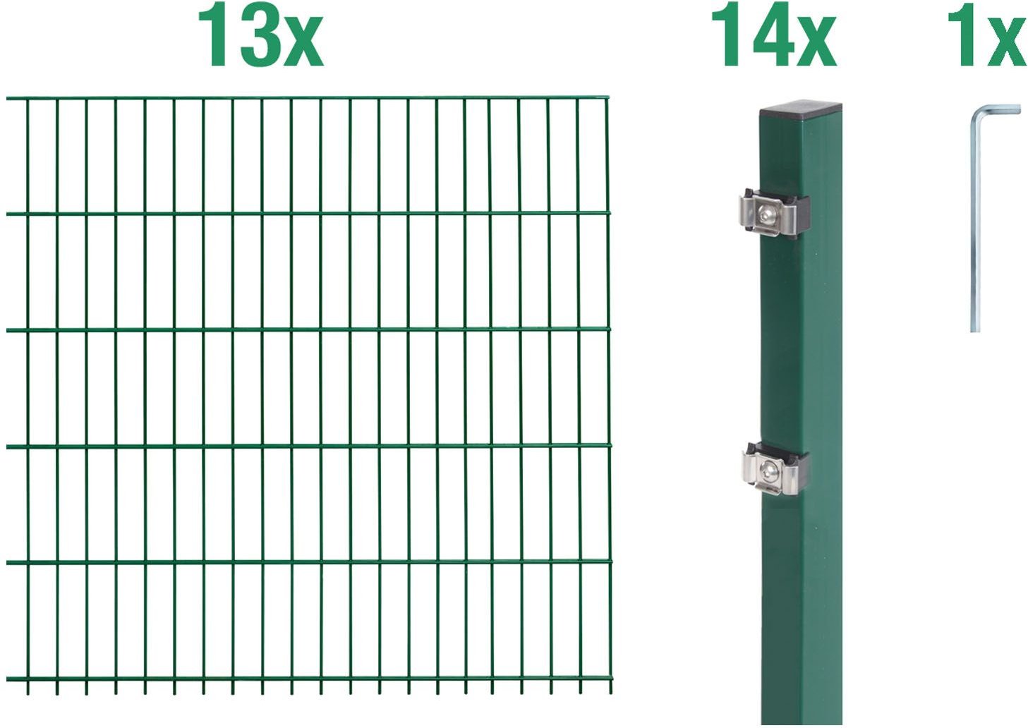 ALBERTS Doppelstabmattenzaun-Grundset (Grün, Zaunl. 26 m, Mattenh. 1200mm)