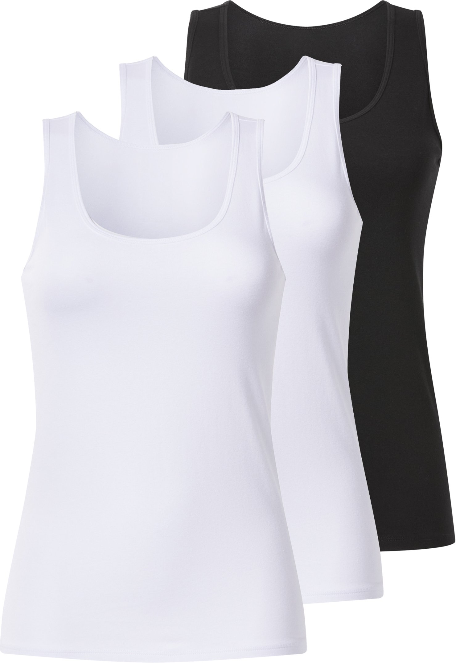 esmara® Damen Achselhemd 3er (Schwarz/weiß, XS(32/34))