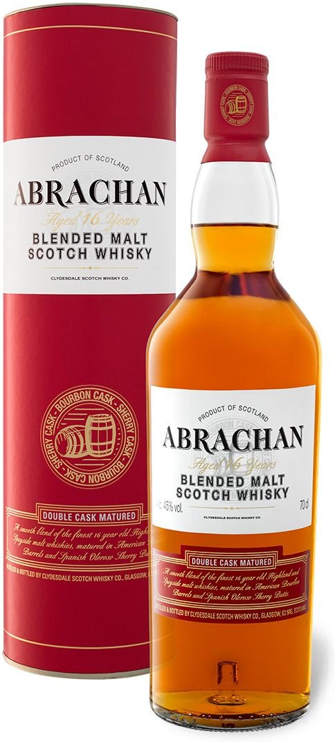 Abrachan Blended Malt Scotch Whisky 16 Jahre Double Cask Matured mit Geschenkbox 45% Vol