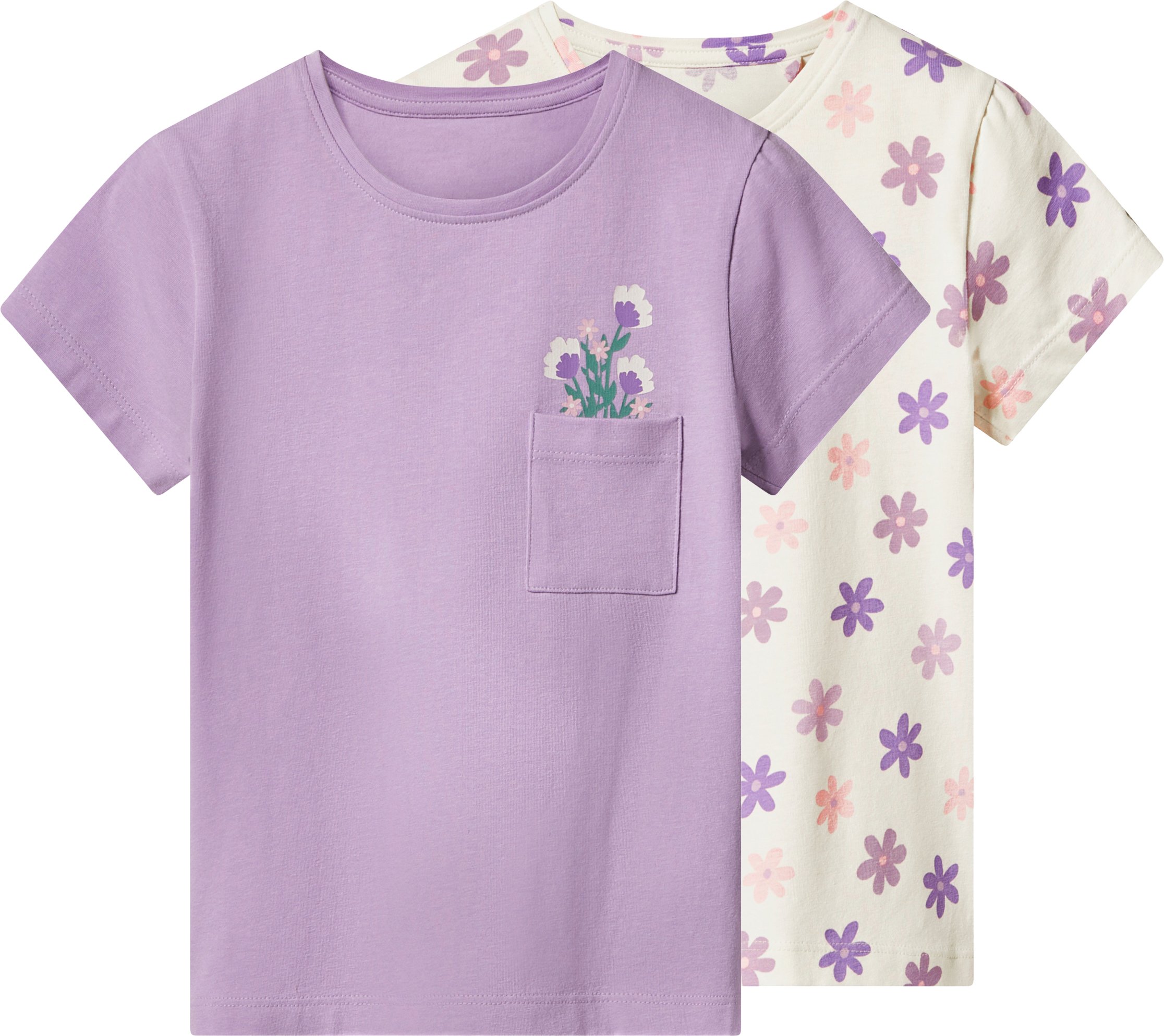 lupilu® Kleinkinder T-Shirts, 2 Stück (lila/weiß, 122/128)