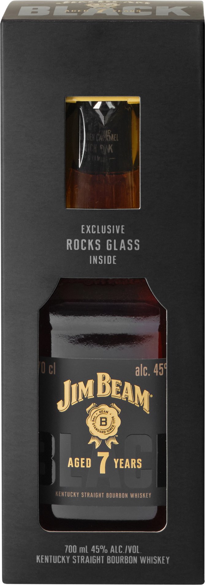 JIM BEAM Black Bourbon Whiskey 7 Jahre mit Geschenkverpackung und Glas 45% Vol